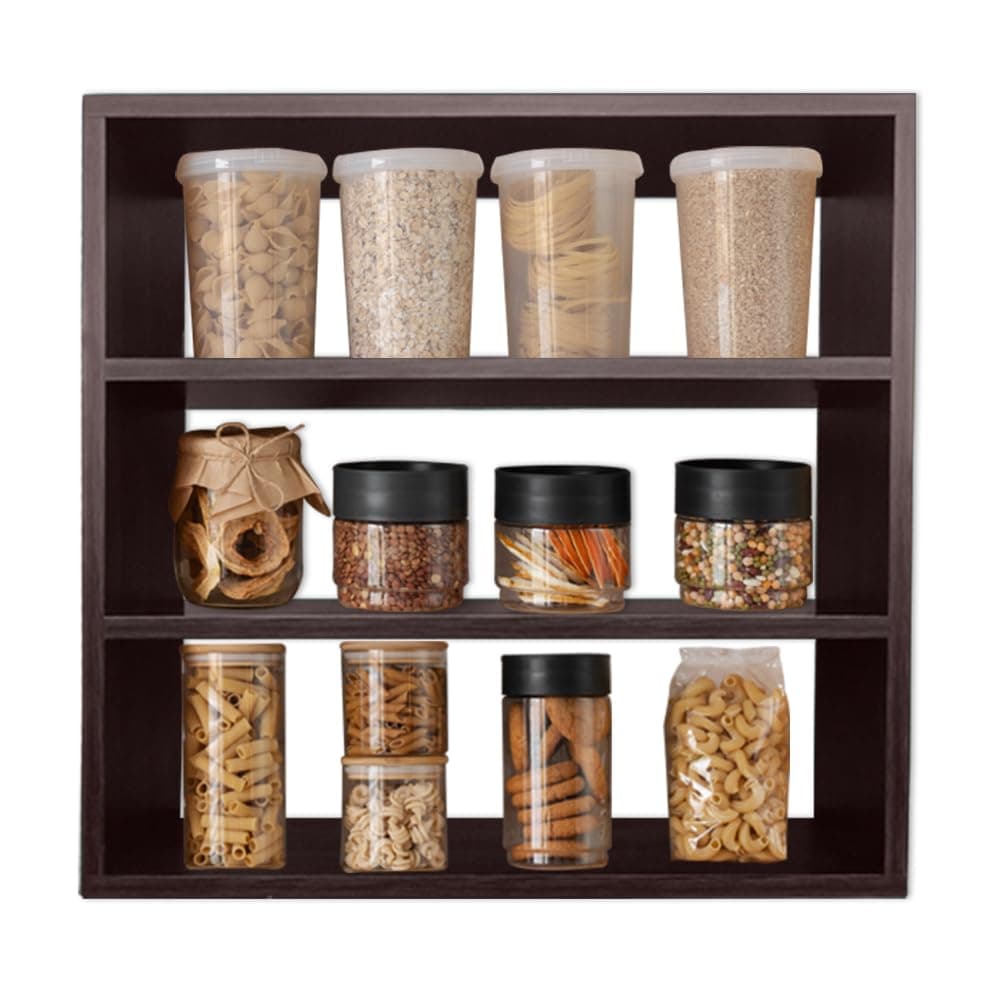 STYLEX INTERIO Wooden Kitchen Shelf | Wall Mounted Multipurpose Storage Rack for Spice & Containers | Brown
