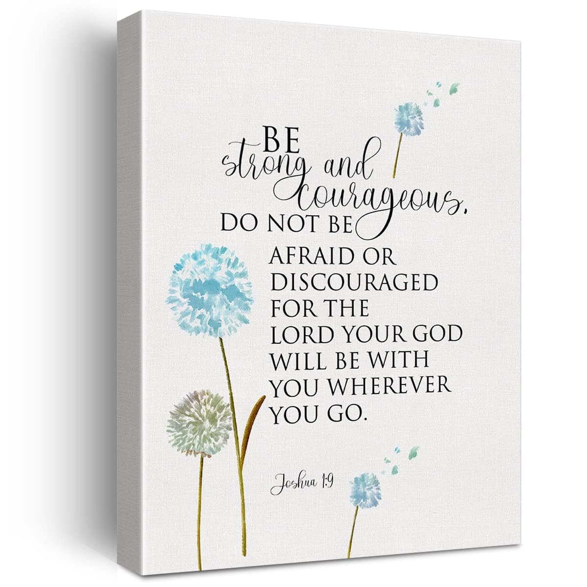 Joshua 1:9 Scripture Sign Canvas Home Wall Art Decor Bible Verse Be Strong and Courageous Painting 12x15 Poster Framed Ready to Hang