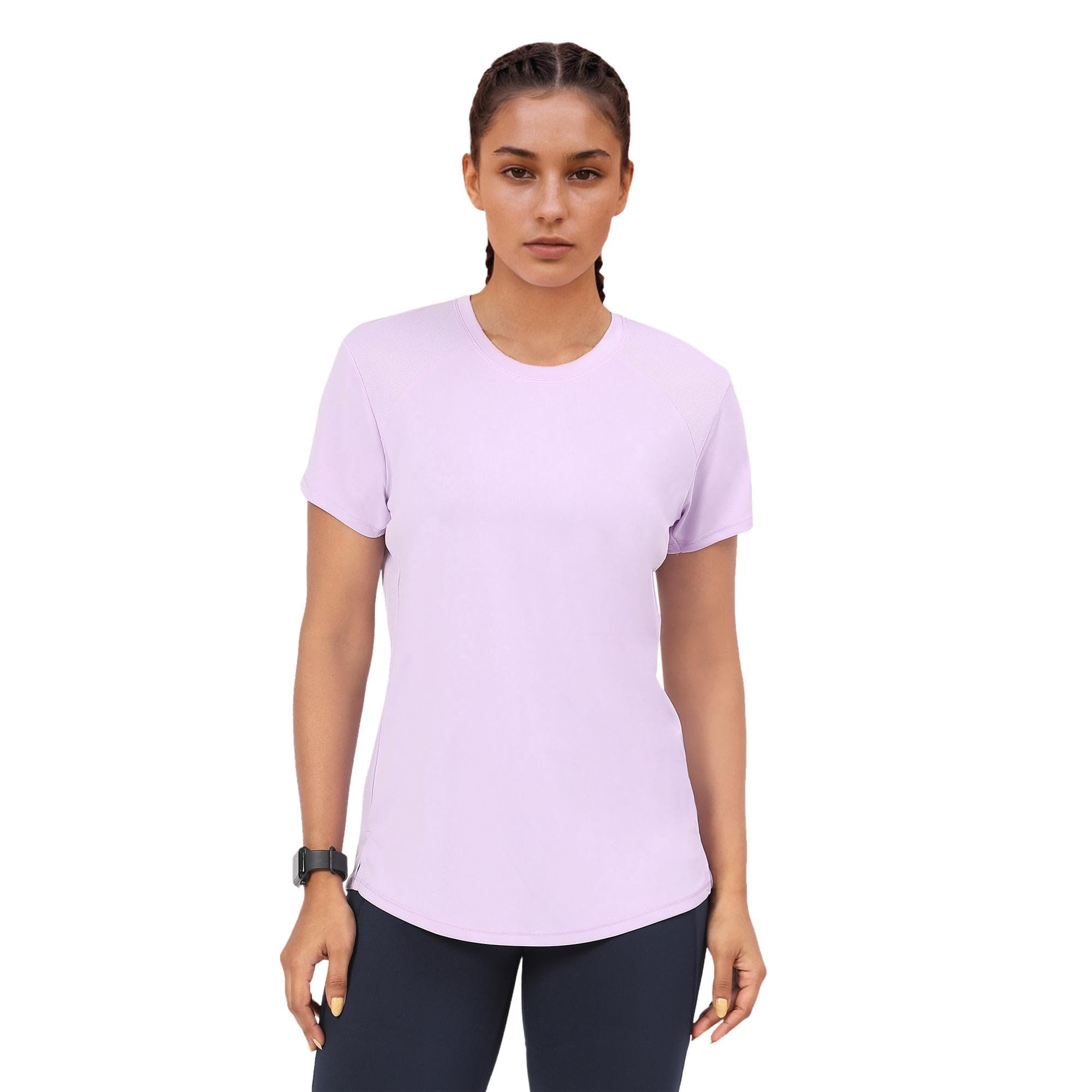 Enamor A313 Women Active Panel Quick Dry Relaxed Fit, Regular Length Workout T-Shirt