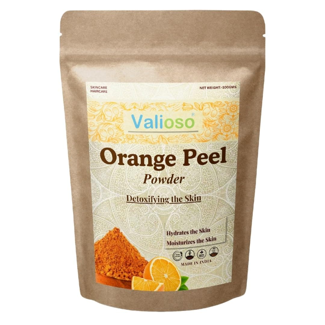 Valioso Pure Orange Peel Powder For Face and Skin 100 gms| 100% Organic Face Pack (Santra Chilka Powder)
