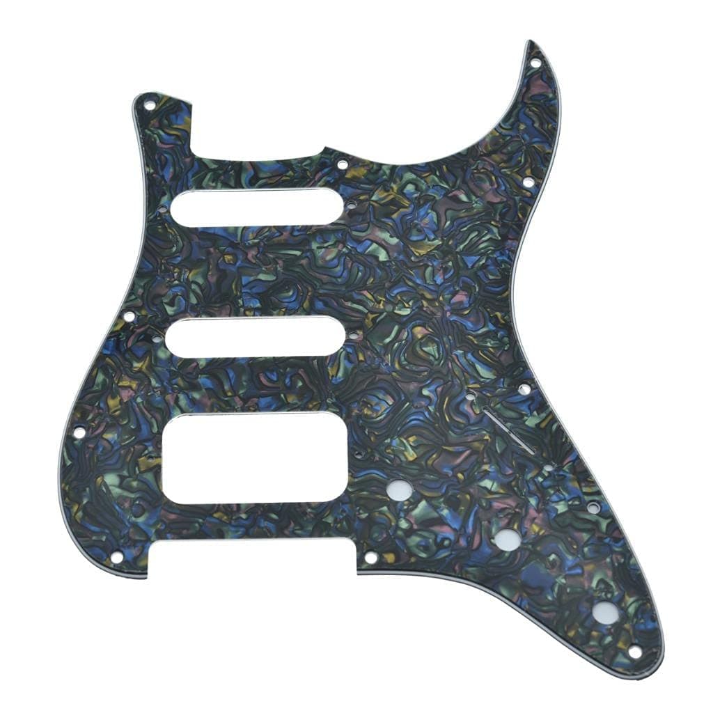 Dopro 11-Hole Strat HSS Guitar Pickguard 2-Screw Humbucking Pickup Mount Fits American Fender Stratocaster Abalone Pearl
