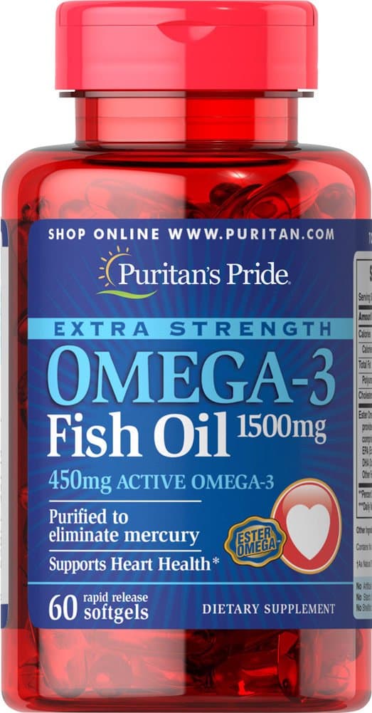 Puritan's Pride Extra Strength Omega-3 Fish Oil 1500 mg (450 mg Active Omega-3)-60 Softgels