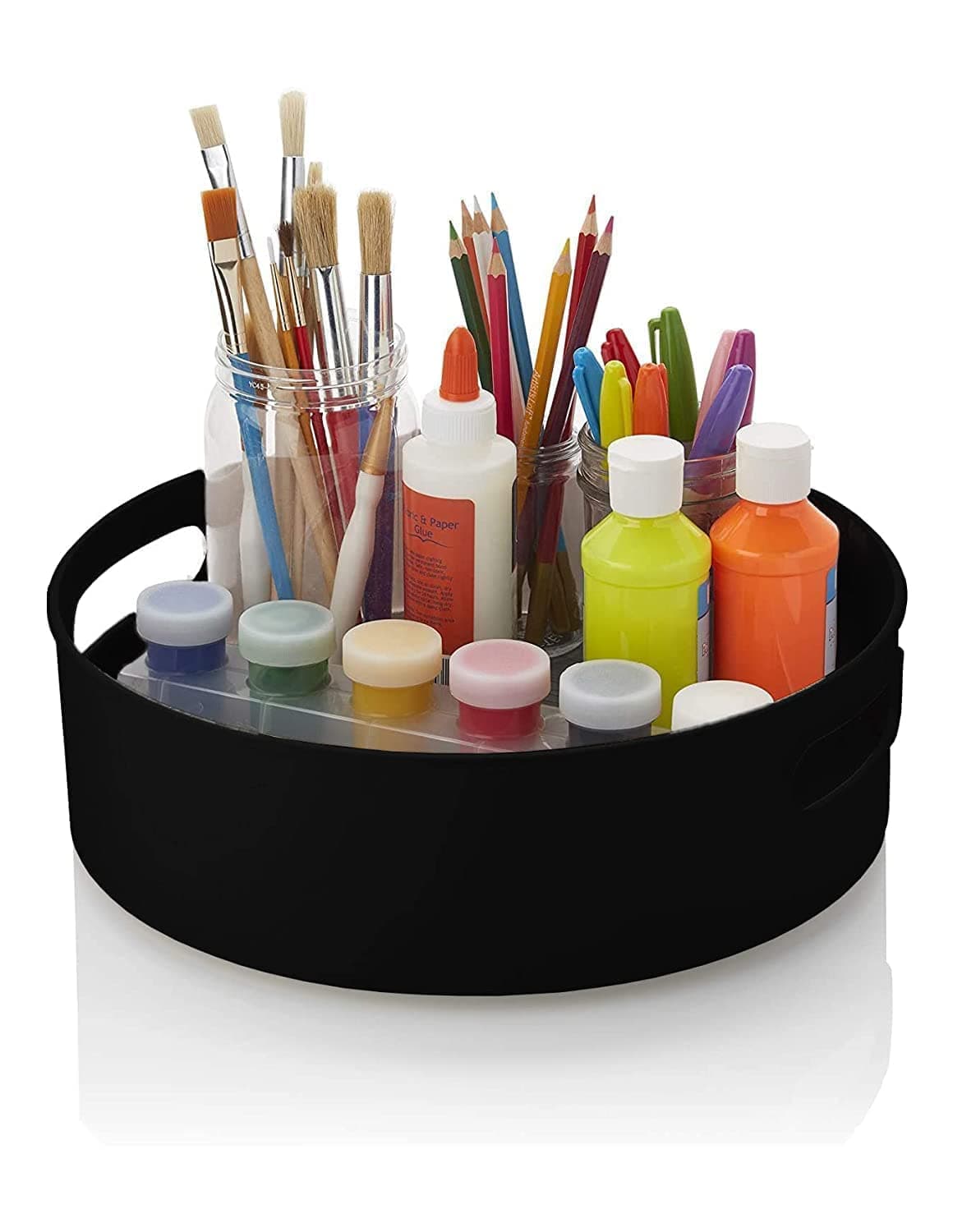 FOMQUAZLI Lazy Susan Organizer Round Plastic Rotating Turntable Organizers Refrigerator Lazy Susans Great for Spice Spinner, Condiments & Kitchen Pantry Fridge, Bathroom Cabinets (Black)