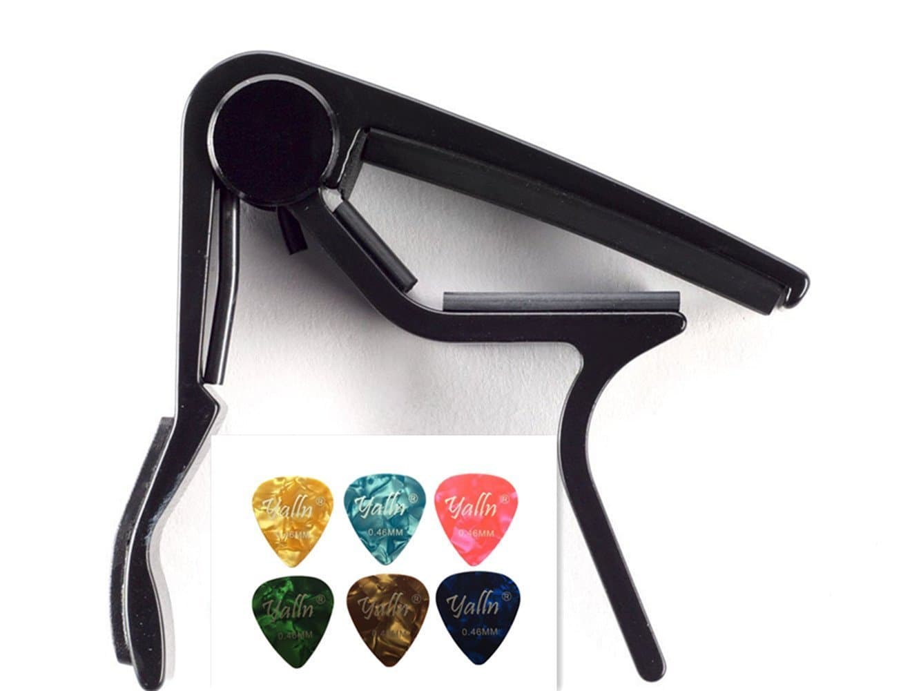 MUSTANG Guitar Capo Quick Change Acoustic Guitar Accessories Trigger Capo Key Clamp Black With Free 6 Pcs Guitar Picks
