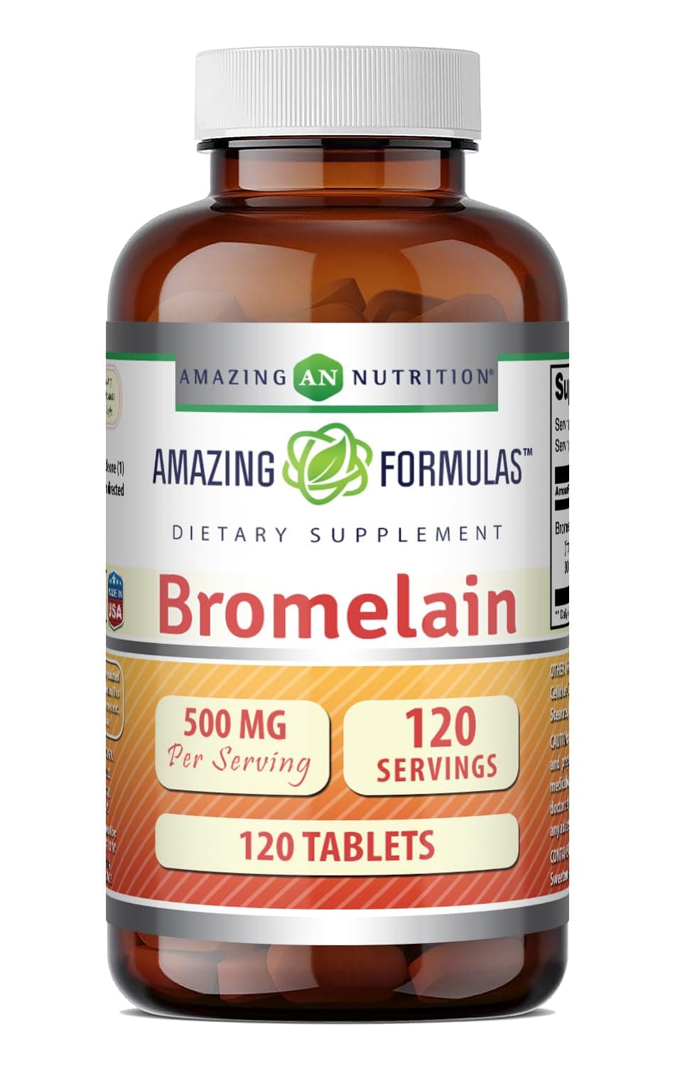 Amazing Nutrition Bromelain Proteolytic Digestive Enzymes Supplements, 500 mg, 120 Tablets