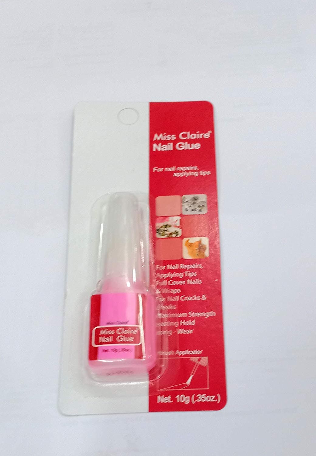 Miss Claire Brush On Nail Glue For Artificial Or Fake Nails - ( 10 Gram / .35 Oz. ) Pink
