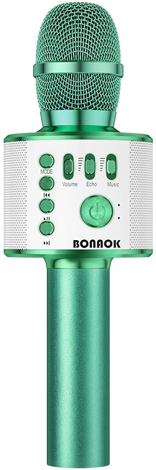 BONAOK Wireless Bluetooth Karaoke Microphone, 3-in-1 Portable Handheld Mic Speaker Machine for All Smartphones, Gift for Girls Boys Kids Adults All Age Q37(Green)