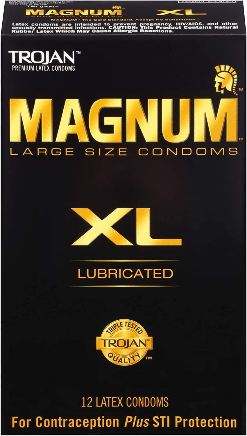 Trojan Lubricated Latex Condoms, Magnum XL, Extra Large 12 ct (Quantity of 3) by Trojan