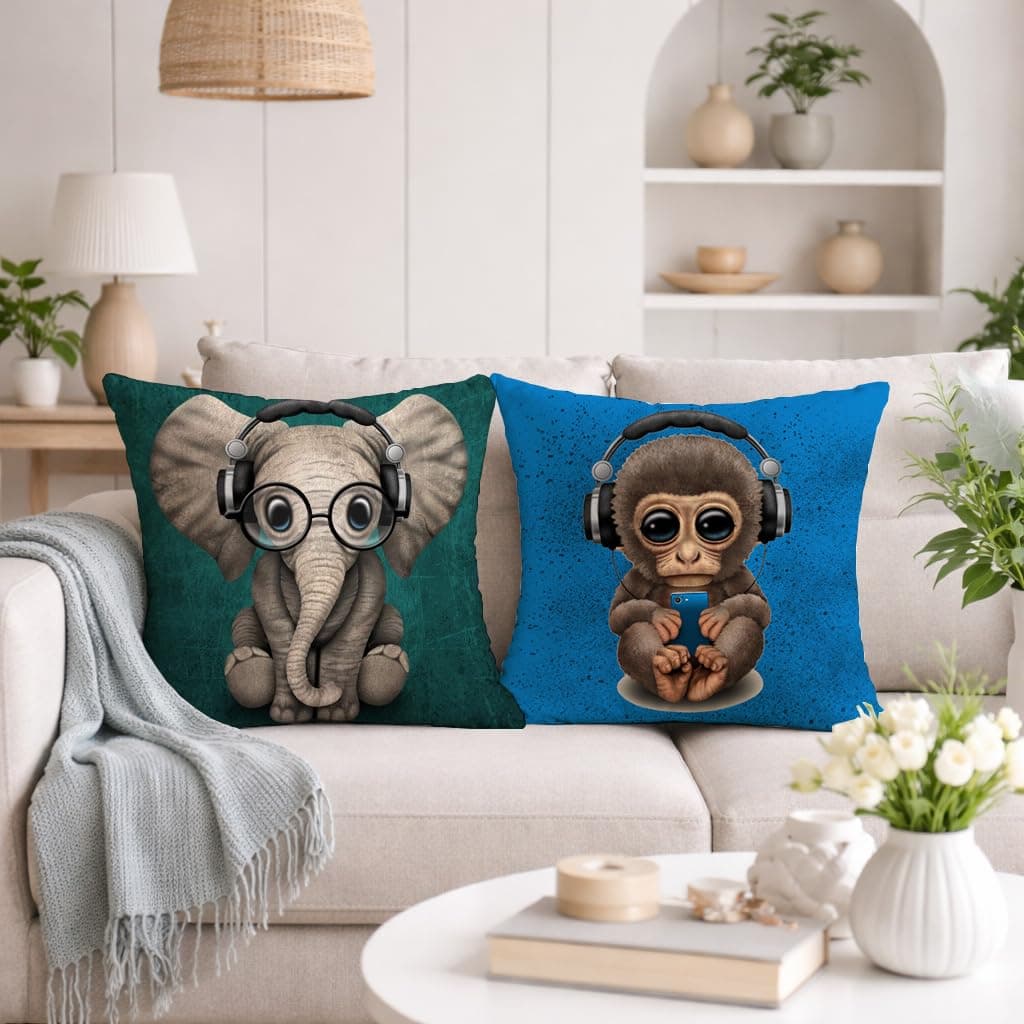STITCHNEST Jute 300 TC Cushion Cover (Multicolour_16" X16)