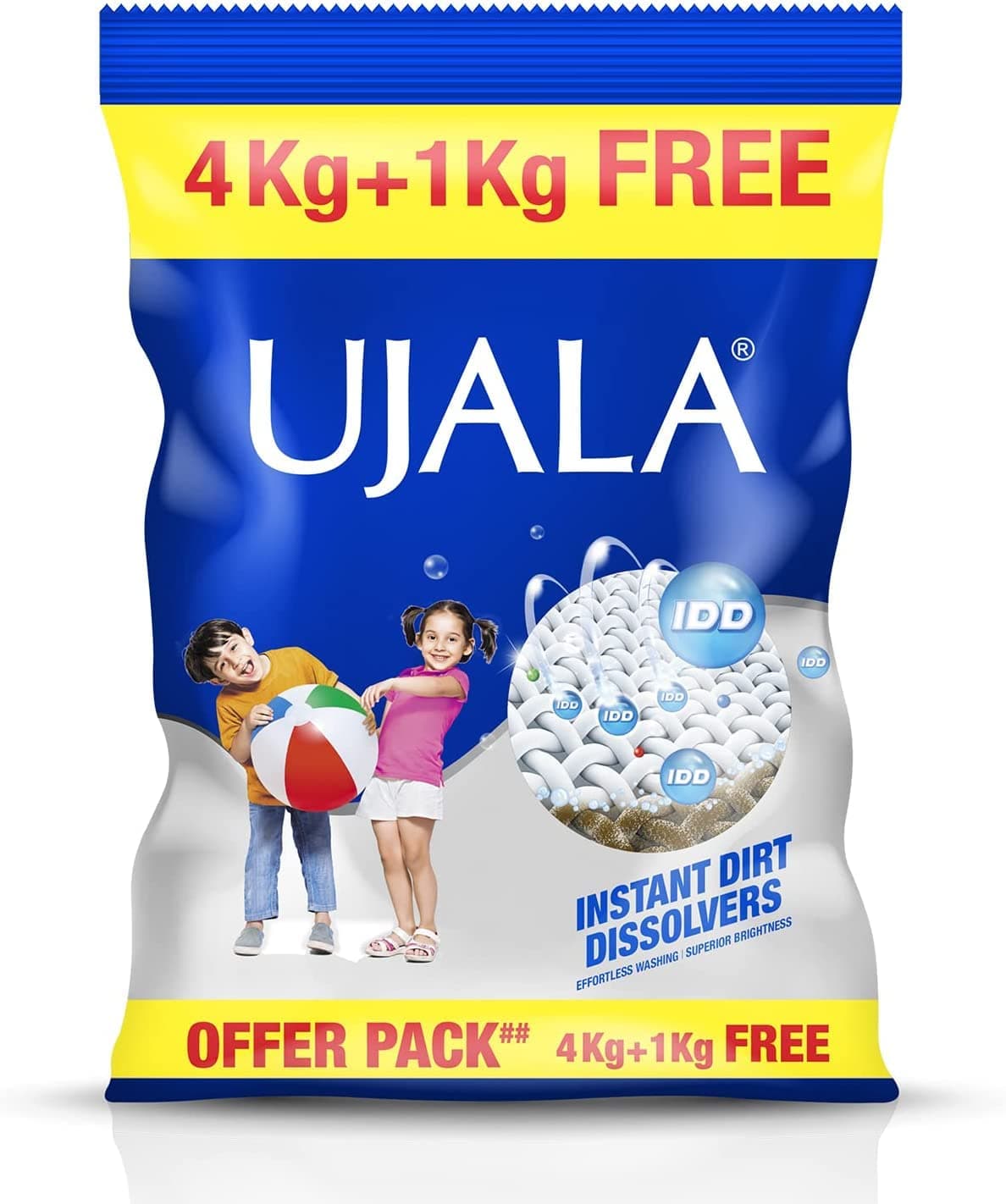 Ujala Laundry Detergent 4Kg + 1Kg | Detergent With Power Of Instant Dirt Dissolvers For Effortless Washing & Superior Brightness