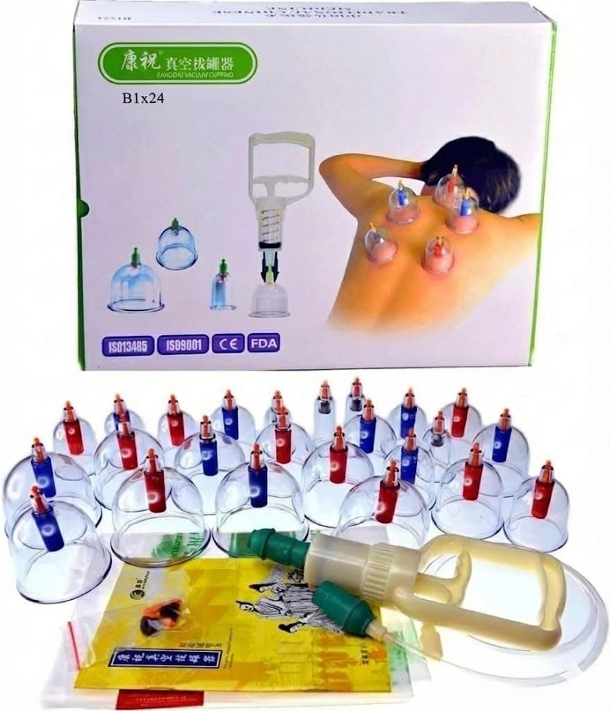 Kangzhu 24-Cup Biomagnetic Chinese Whole_Body Cupping Body Massager Therapy Set, Assorted