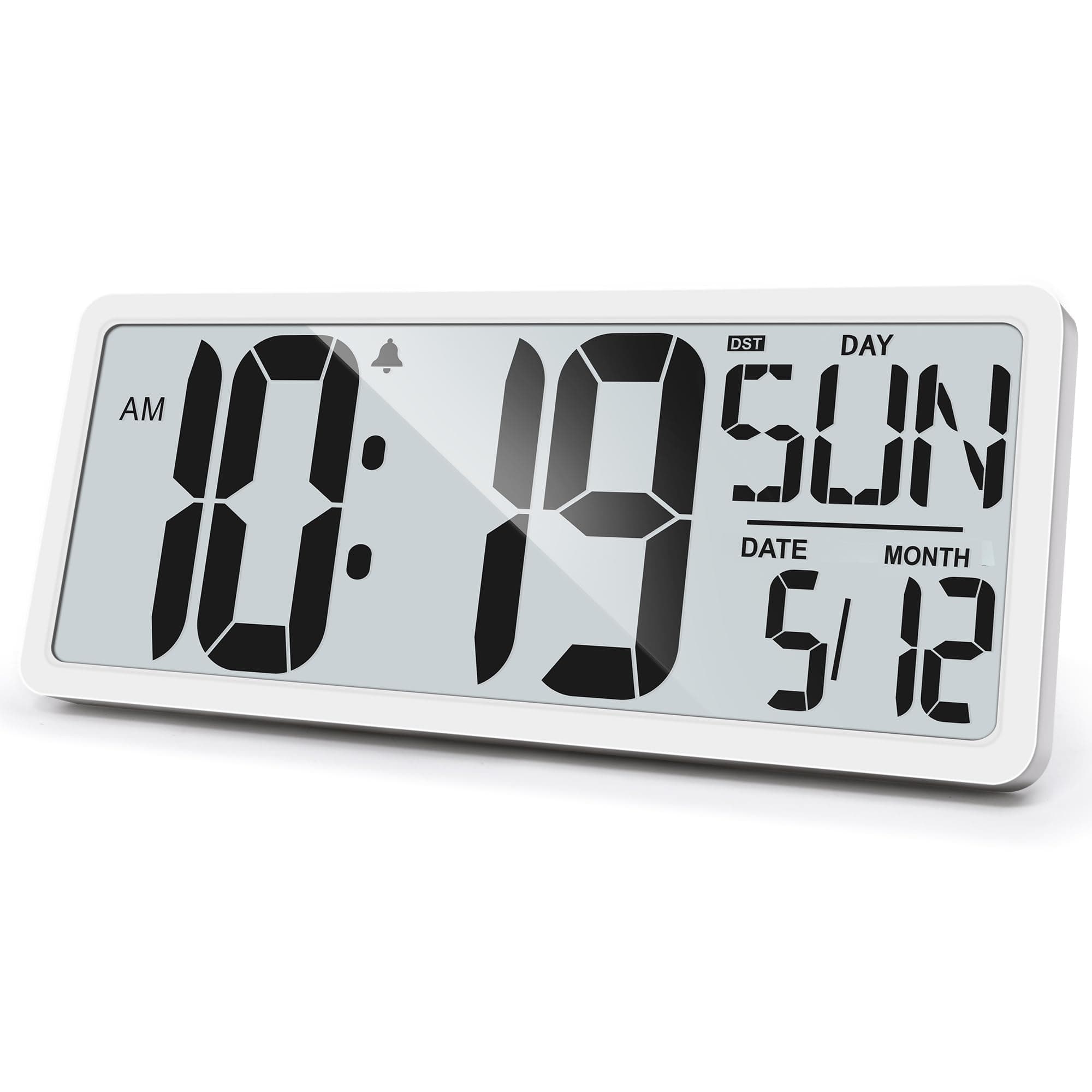TXL Large Digital Wall Clock with Backlight, 14.2" Battery Operated Alarm Clock with Day, Date & Temperature, Jumbo Display Digital Count Up Down Timer Clock for Seniors, Home, Bedroom Office