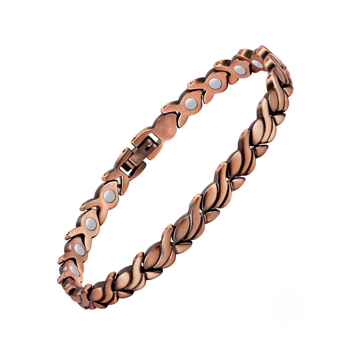 Feraco Magnetic Copper Anklets Bracelet for Women 99.99% Pure Copper with Magnets for Feet Health Magnetic Field Therapy Gift, 9 84 inch, Metal, no gemstone