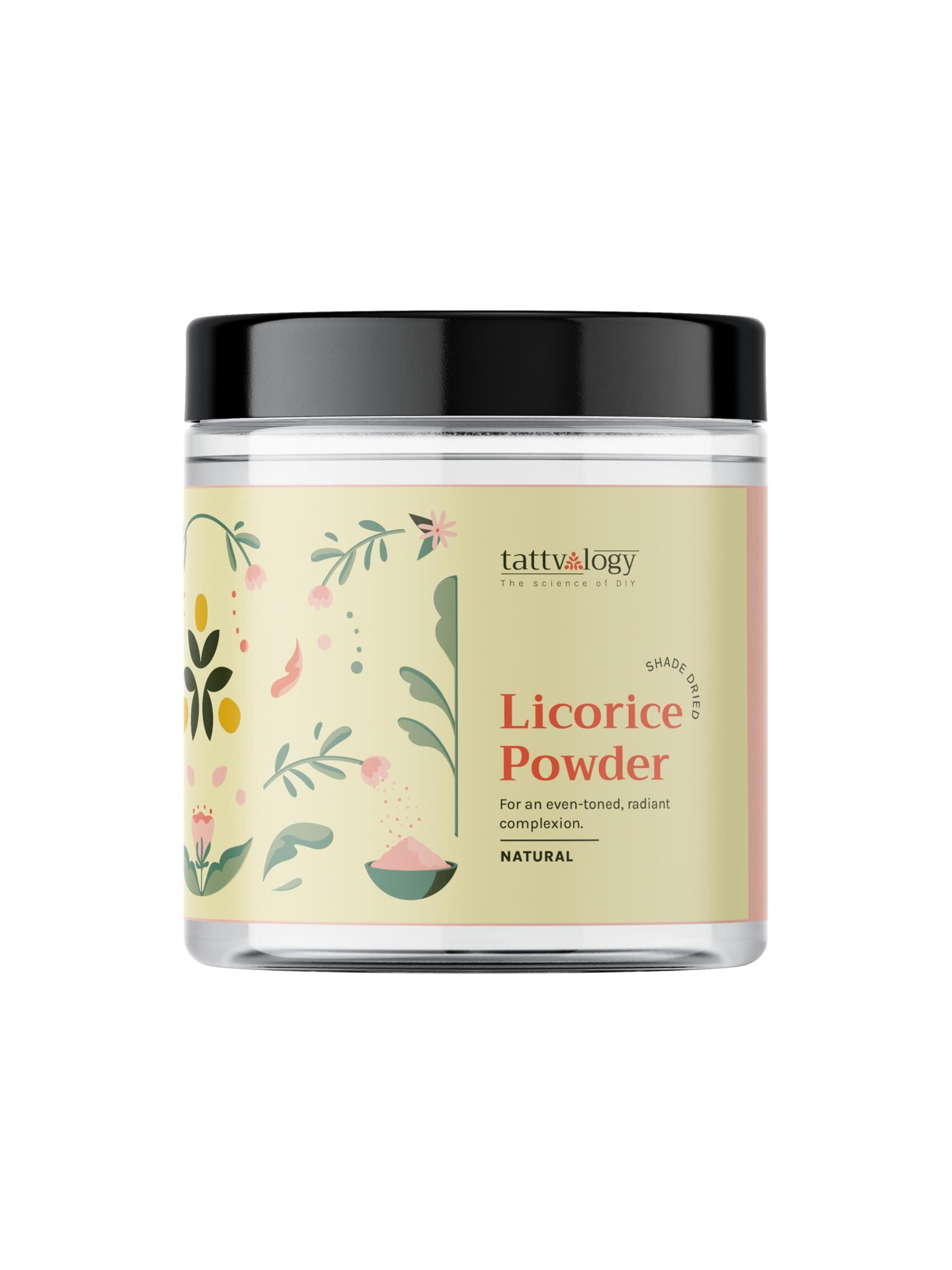 Tattvalogy Licorice Root Powder | Mulethi Powder | Yashtimadhu | Glycyrrhiza glabra | 100% Pure & Natural | Facial Mask | For Hair and Skin Care | Defence From Acne & Pimples | In Glass Jar - 100 GM