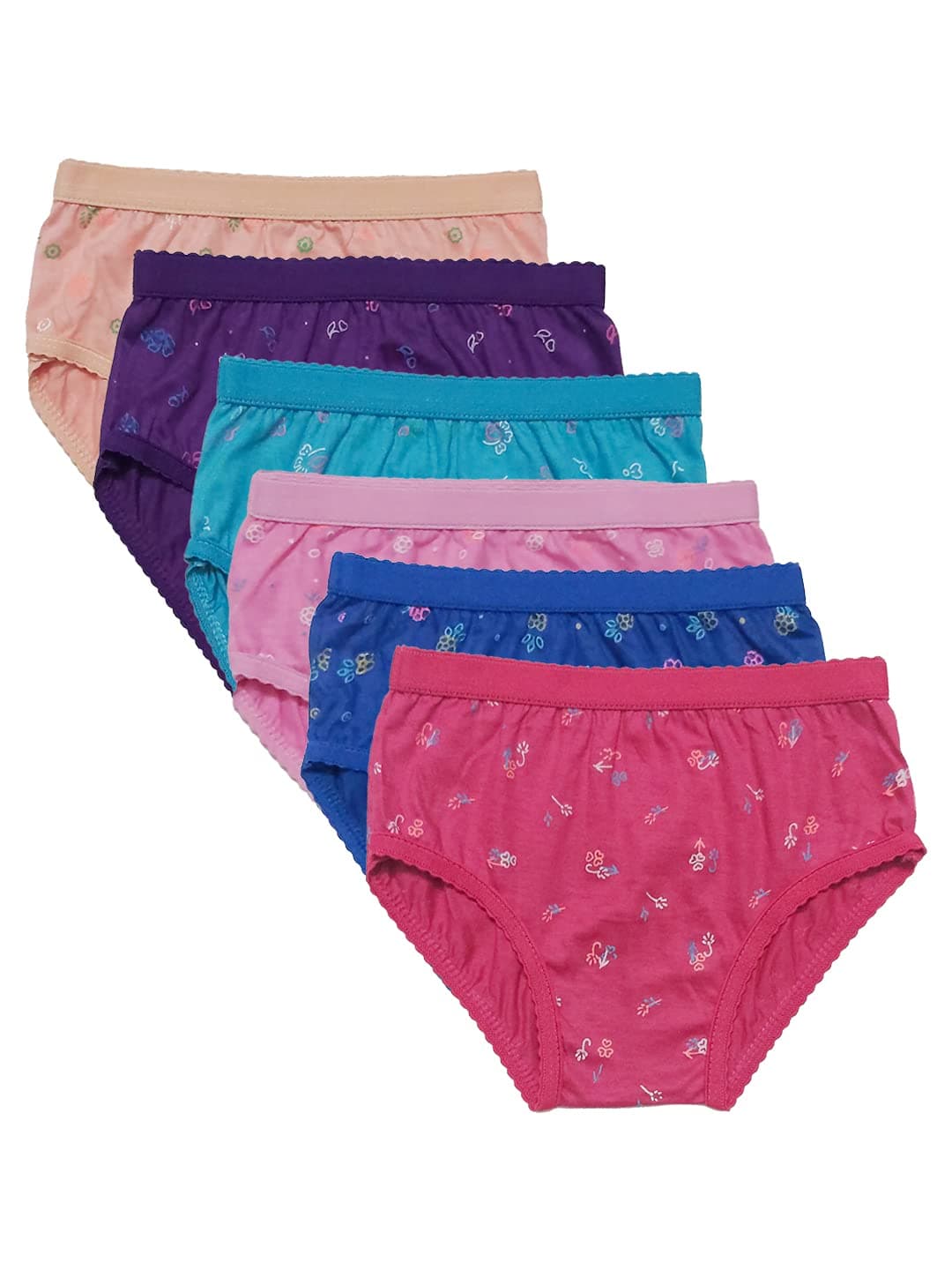 Ni2 Baby Girls Cotton Panties (Pack of 6) (1-2 Years) Multicolour