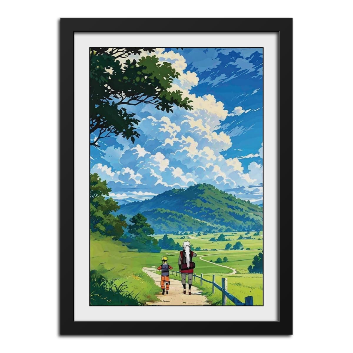 inspire TA Uzumaki Naruto Jiraya moments Anime Poster Naruto Anime Painting Wall Frames, Wall Art Laminated Poster With Black Frames (12 X 9 inches)