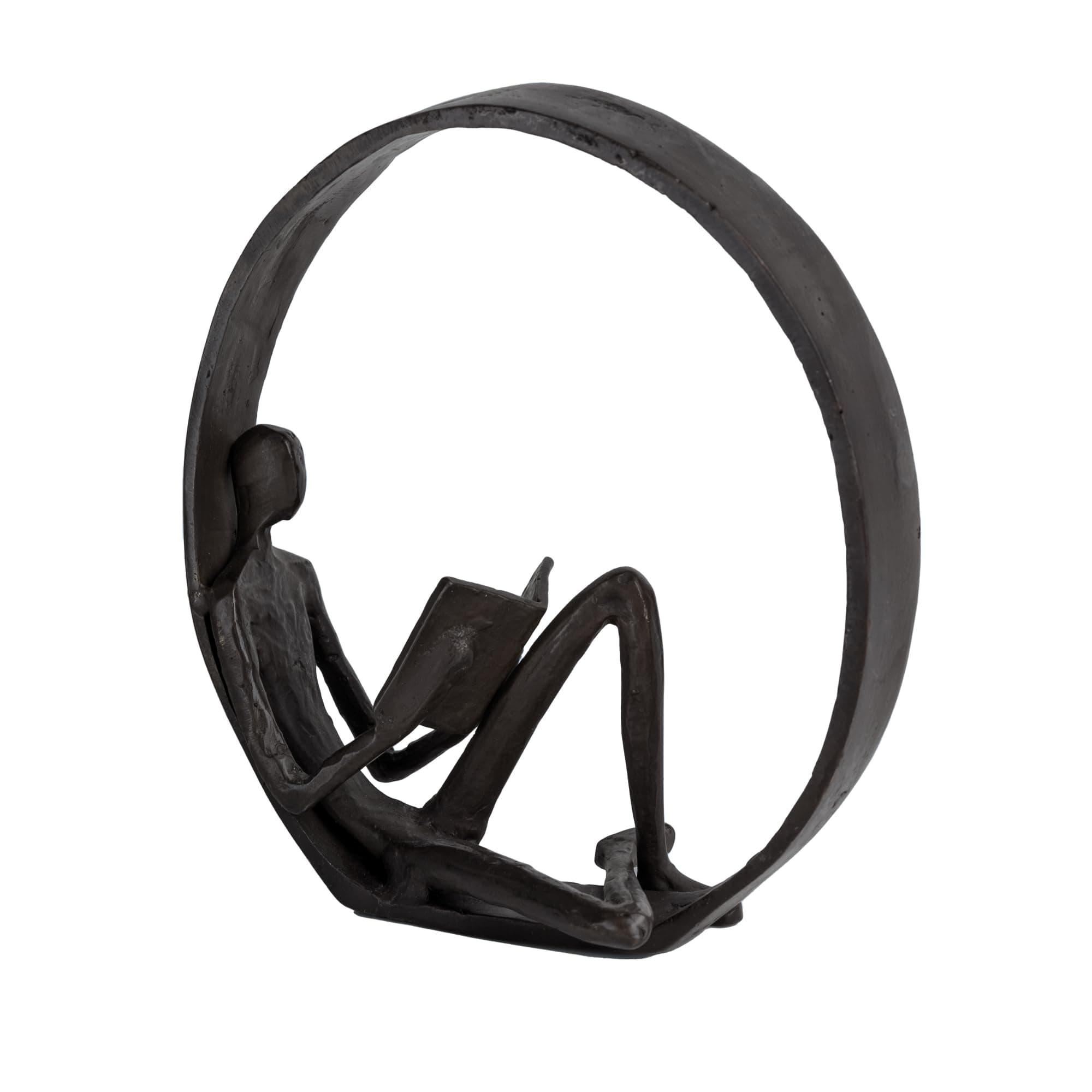Danya B Small Iron Sculpture Accent Piece, Gift for Readers, Teachers, and More, Old-Fashioned Decorative Object for Home, Office, Table and Desktop Decor