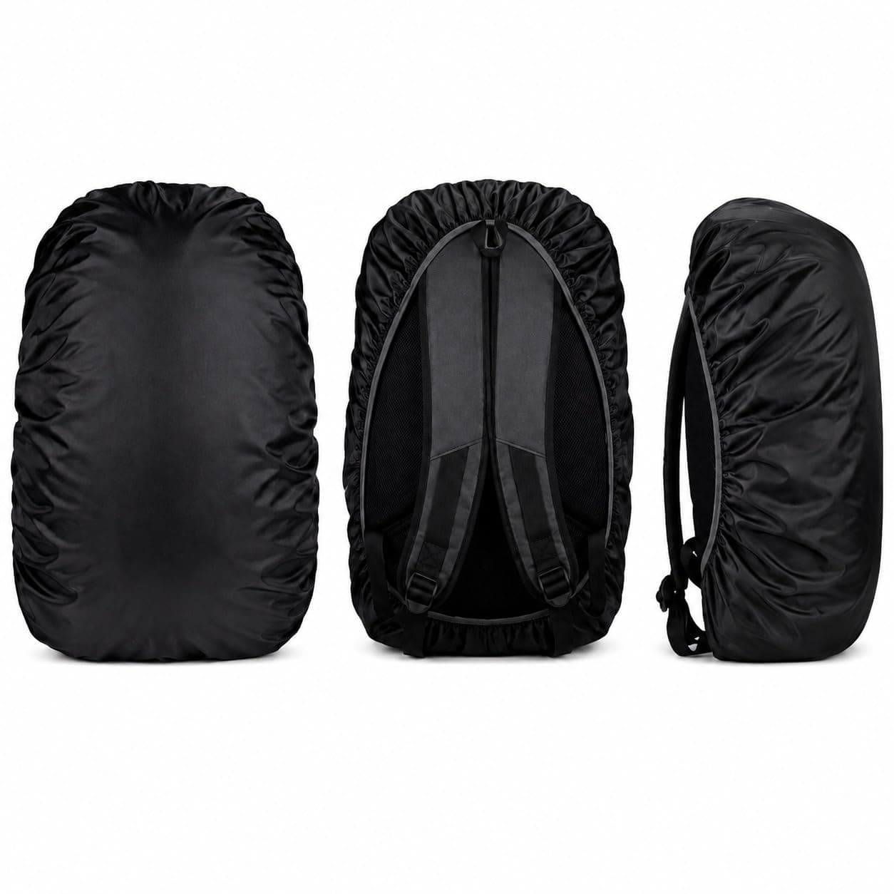 Lazer Waterproof Backpack Rain Cover for School, College & Laptop Bags | Heavy Duty Nylon Dustproof & Rainproof Protector with Elastic Adjustable Fit for Travel & Hiking Backpacks (20L-40L, Black)