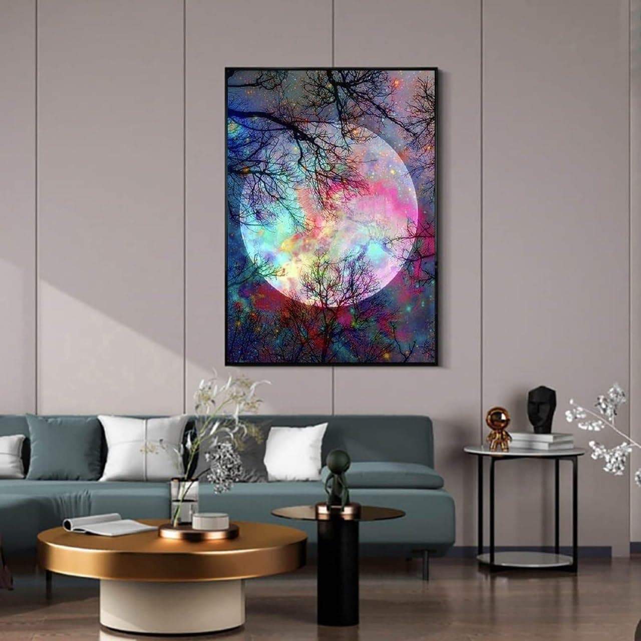 5D DIY Diamond Painting Kit for Adults & Beginners – Full Round Drill Art Picture – Bright Moon Design, 40x30cm – Crystal Canvas for Wall Decoration