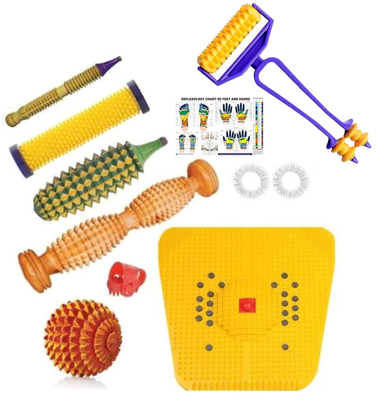 ACUPRO HEALTH CARE SYSTEM _Acs Blood Circulation Mat Handheld Massager For Legs /Acupressure Tools Kit Combo / Acupressure Equipment, Multicolour