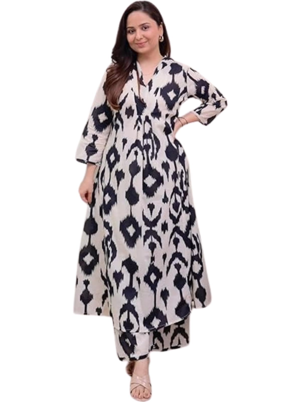 GRECIILOOKS Kurta Sets women stylish | Kurta's Set | Woman Ethnic Co-Ord Set | Women's Straight Printed Kurta with Pant | Festive Indian Traditional Outfit Dress for Functions & Puja | 3/4 Half Sleeve