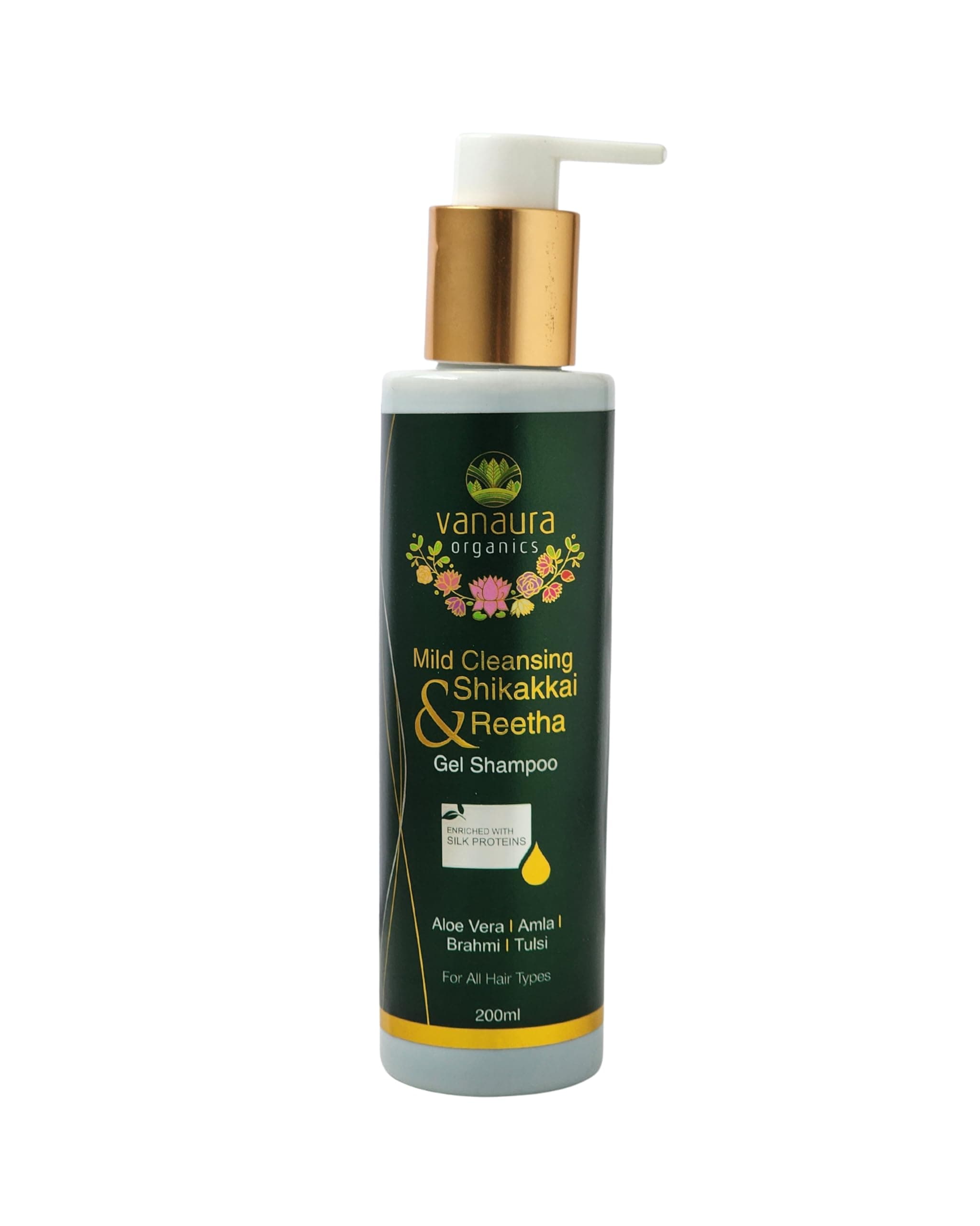 Vanaura Organics Natural Herbal Hair Shampoo Shikakkai and Reetha Mild Cleansing gel shampoo 200 ML