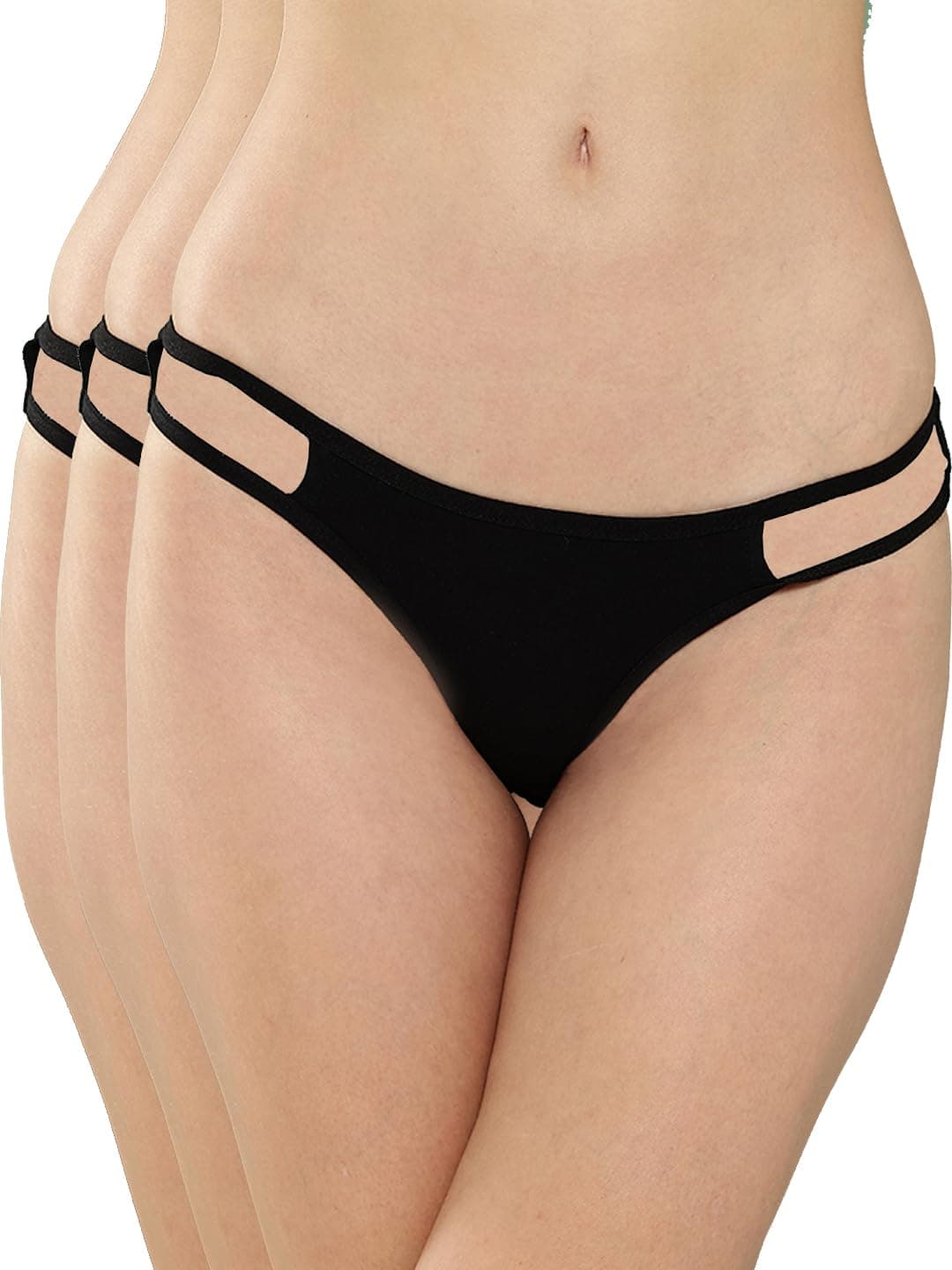 Leading Lady Women's Thong Panties | Soft & Stretchable | Mid Rise | Seamless Look | Pack of 3