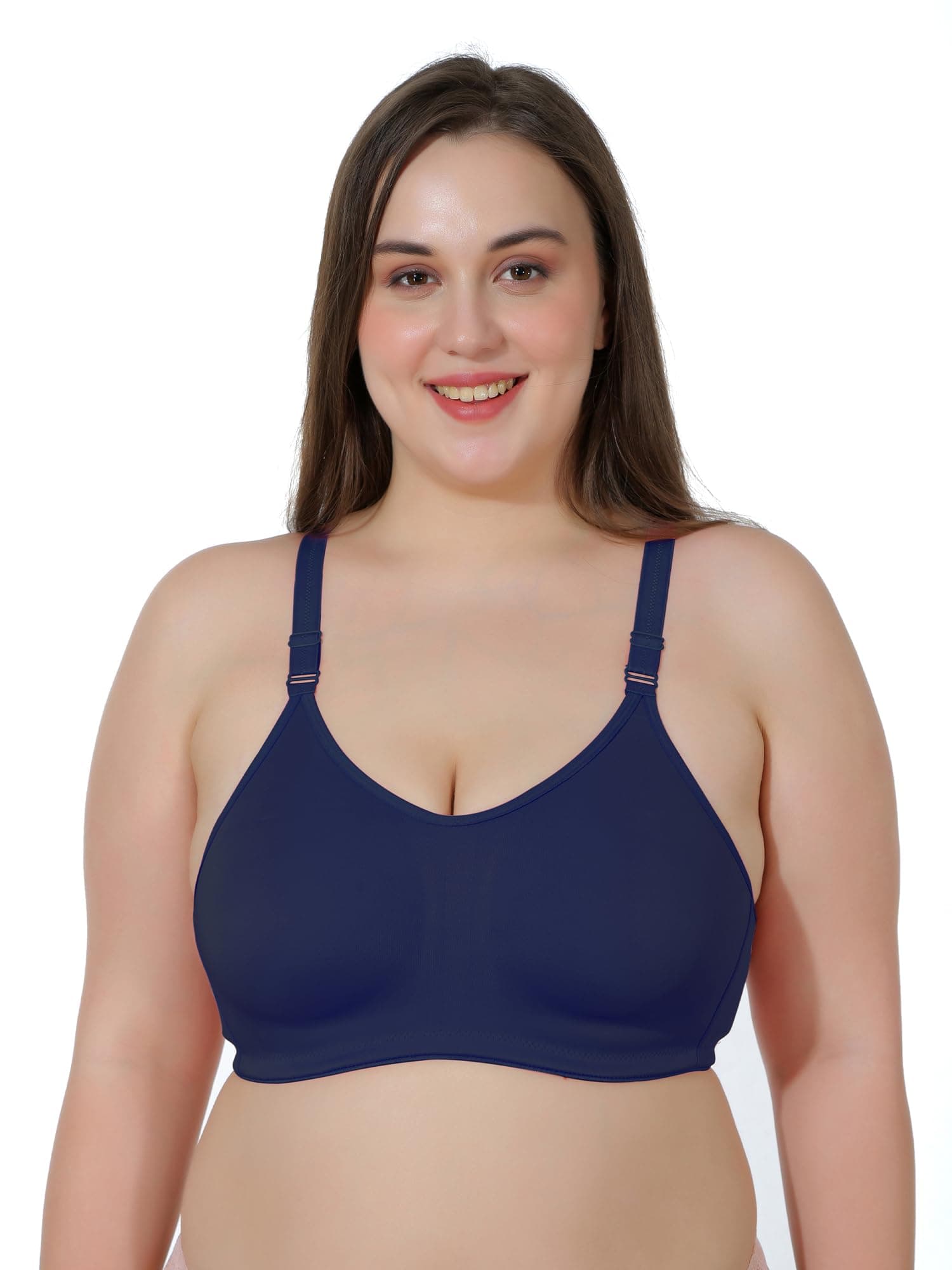 MAROON Cotton Satin Blend Seamless Non Padded Non-Wired Full Coverage Women Minimizer Bra