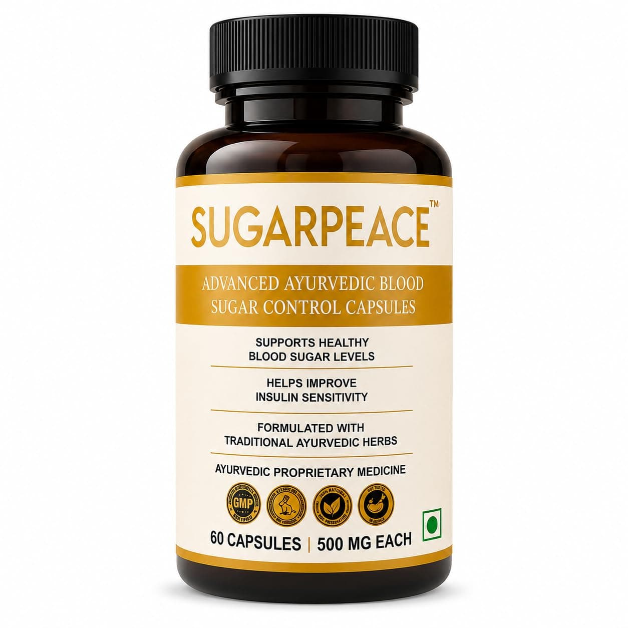 SUGARPEACE Ayurvedic Blood Sugar Control Capsules | Vaidya Formulated with Jamun, Karela & Methi | Traditional Herbs for Complete Glucose Care | 60 Capsules | 1 Month Pack