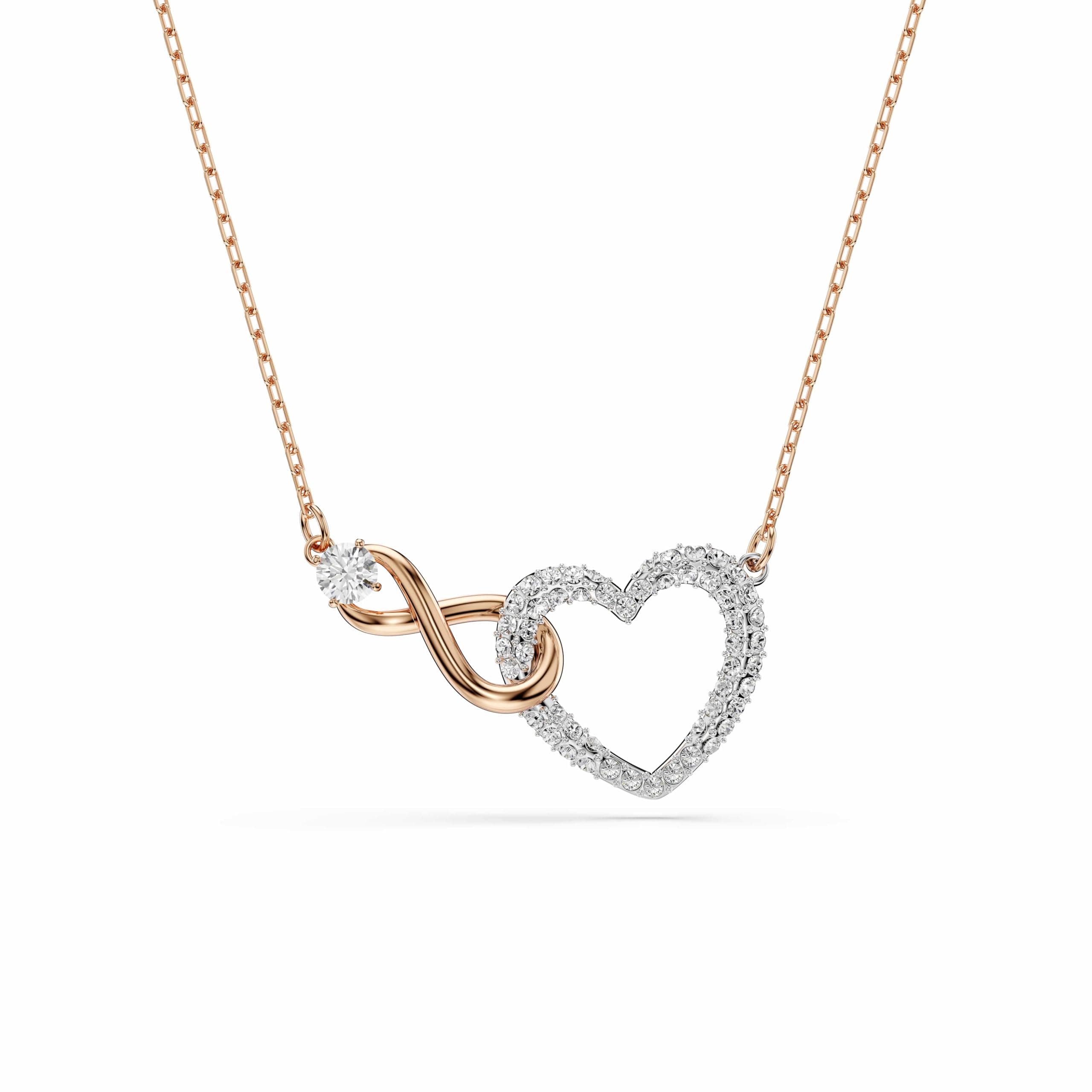 Swarovski Hyperbola necklace, Infinity and heart, White, Mixed metal finish