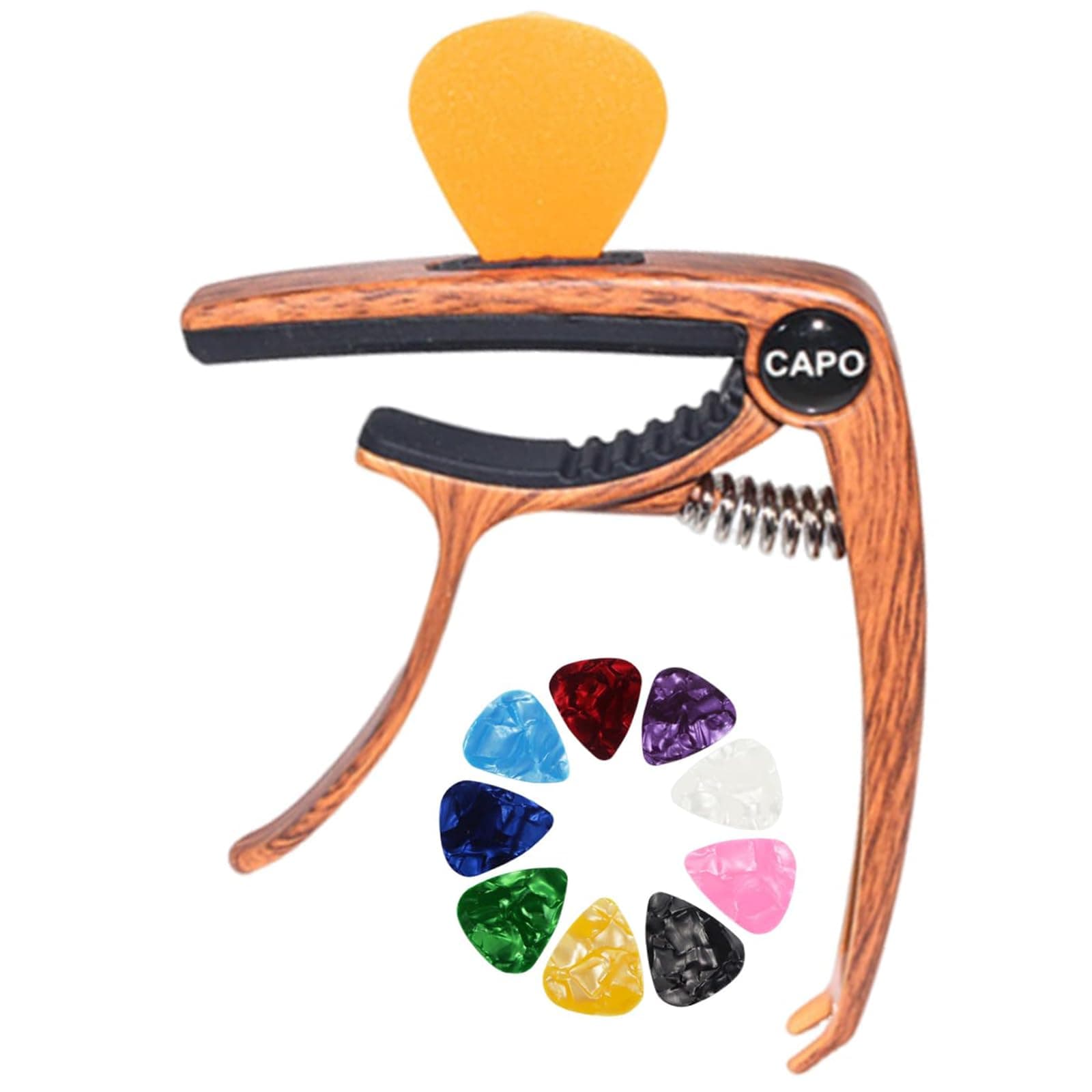 Guitar Capo, Guitar Accessories, Capo for Acoustic Guitar 3in1 Zinc Metal Capo for Acoustic and Electric (Dark Wood)