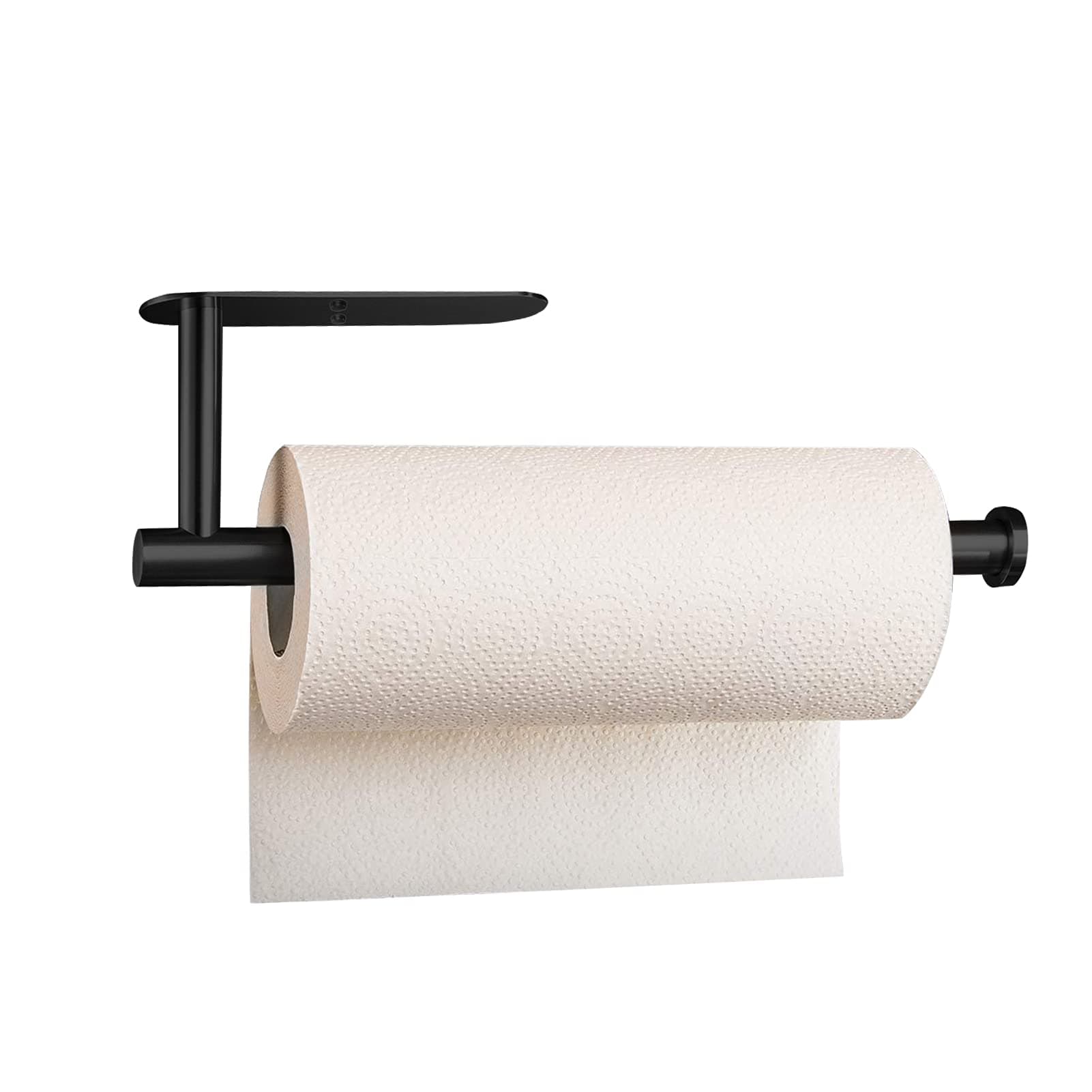 Paper Towel Holder Under Cabinet-Matt Black Self Adhesive Paper Towel Holder for Bathroom Countertop Organizer Horizontal or Vertical Wall Mounted for Kitchen Accessories