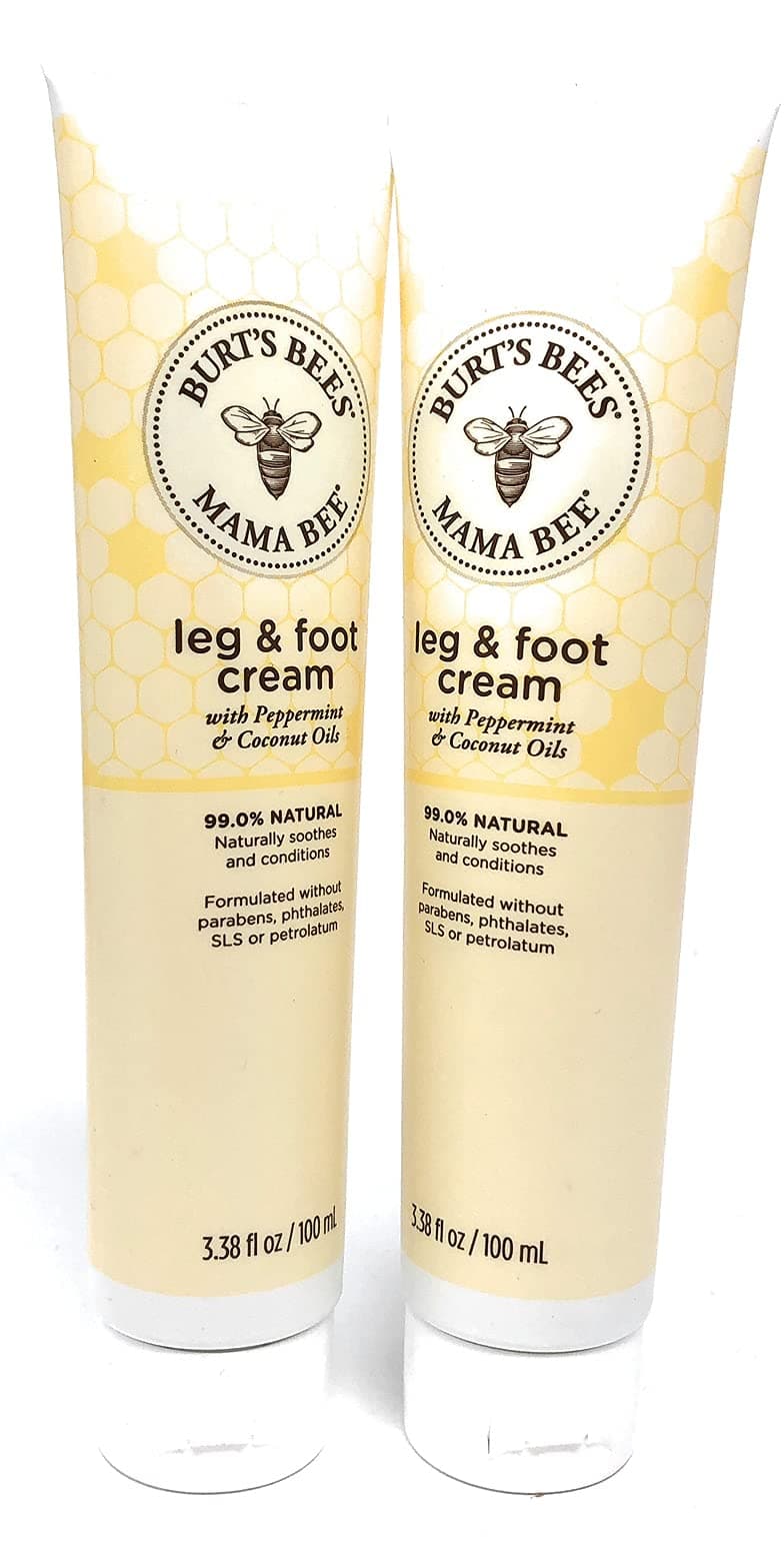 Burt's Bees Mama Bee Leg & Foot Cream with Peppermint Oil - 3.38 Ounce Tube (Pack of 2)
