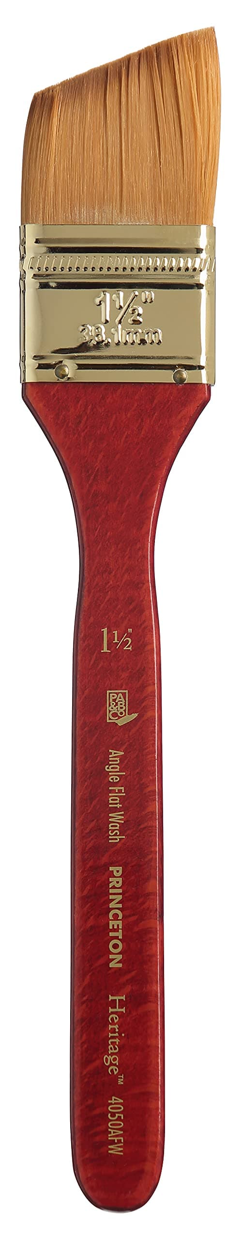Princeton Heritage Short Handle Angle Flat Wash Paint Brush | Maximum Colour Holding Capacity | Even & Consistent Flow | Fine Detail to Broad Washes| Size - 1.5
