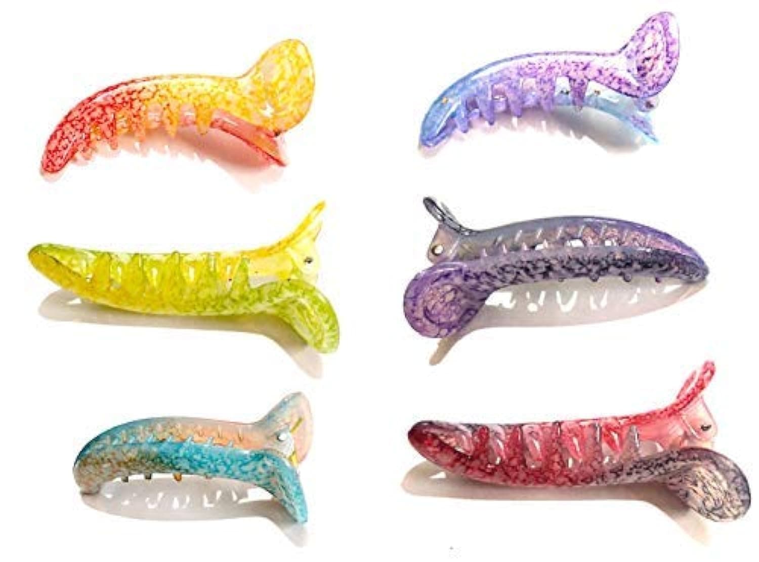 BHARATGAURAV Hair Accessories Mirchi Claw Clips for Women & Girls | Medium Size Multicolor Hair Clutcher Strong Grip Durable Stylish Hair Accessories Combo Pack of 6