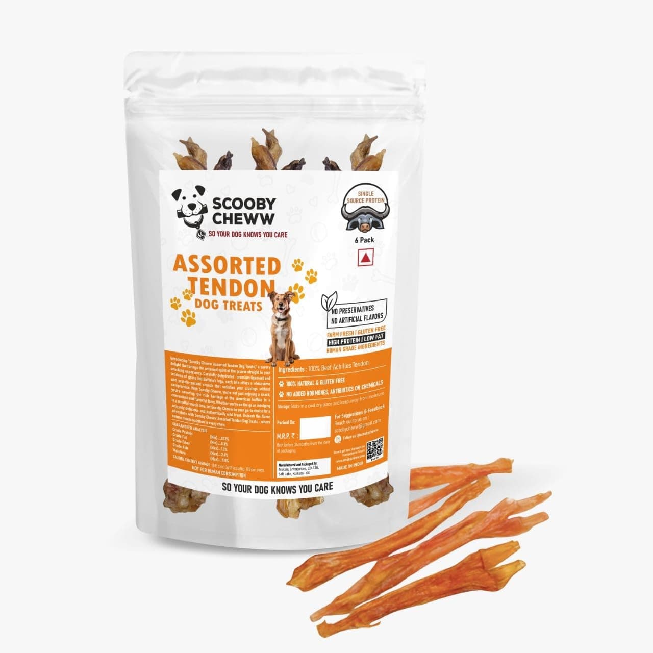 Scooby Cheww Assorted Tendon Dog Treats | 100% Natural, High-Protein, Low Fat | Healthy & Delicious Long-Lasting Chews | Perfect Snack for All Dog Sizes