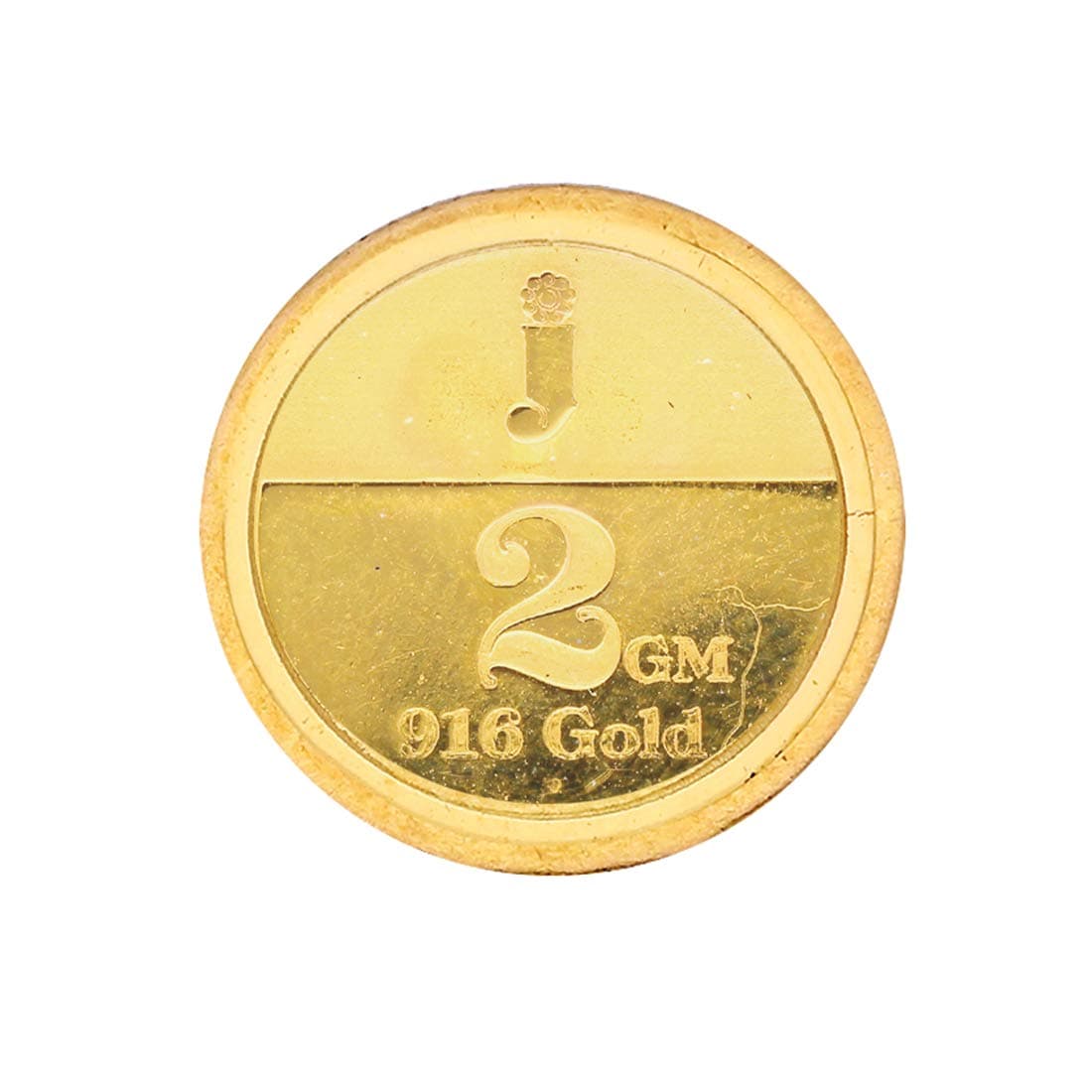 Sri Jagdamba Pearls Bis Hallmarked 2 Gm, 22k (916) Yellow Gold Round Precious Coin