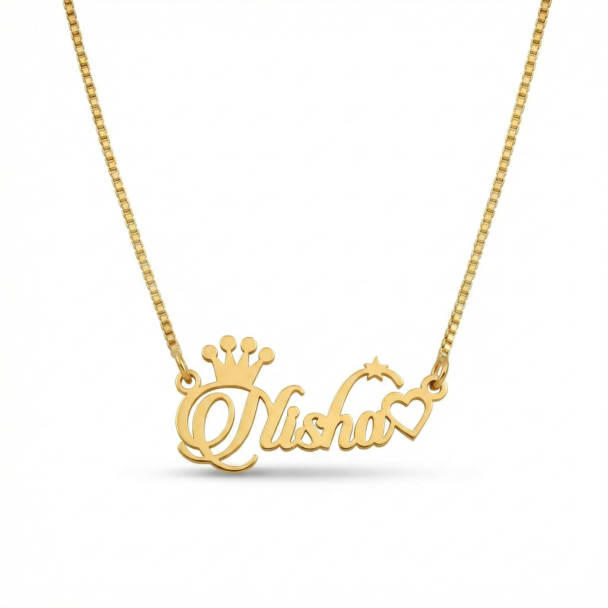 Diva Jeweller Customized Special Style Name Necklace, Personalized Gold Tone Pendant with Chain