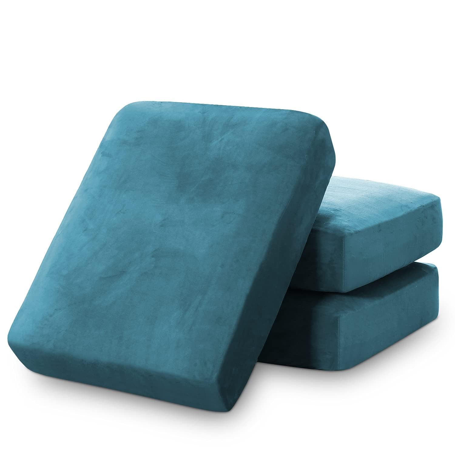 ROOMY SALES Sofa Foam Cushion with Velvet Zip Cover| Cushion Pad with Cover|(21x22x5 Inch)|Multipurpose Seat Chair Pad| Sofa Gaddi (Pack of 2)