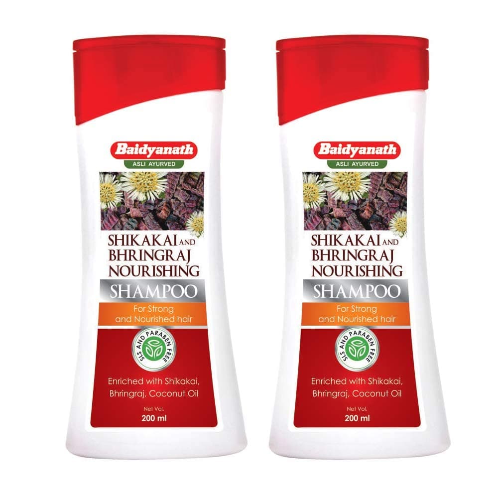 Baidyanath Asli Ayurved Shikakai and Bhringraj Nourishing Shampoo I Hair Strong Shampoo I Coconut Oil I 200 ML | Pack of 2 - Sulfate & Paraben Free