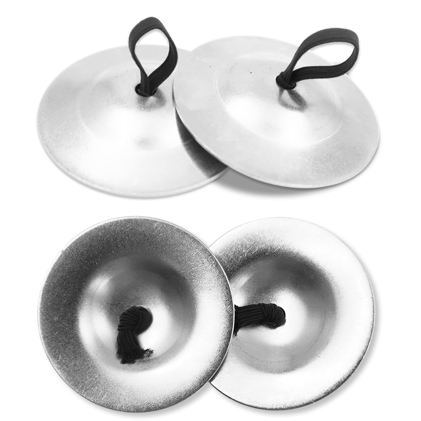 4Pieces Finger Cymbals 5.3cm/2.1in, Finger Zills, Silver