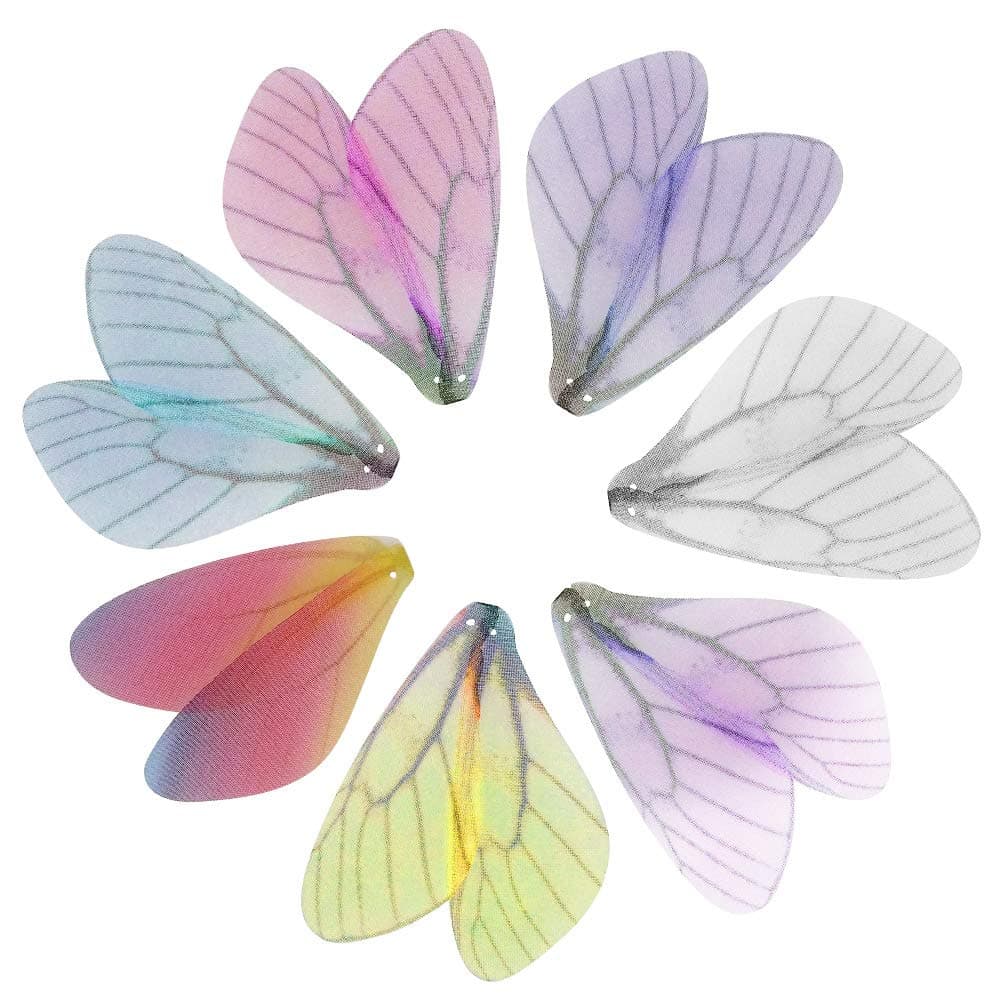 70 Pairs Dragonfly Wing Charms for Flying Keys, Artificial Craft Butterfly Wings for Women Earring Pendant Jewelry (Colorful)