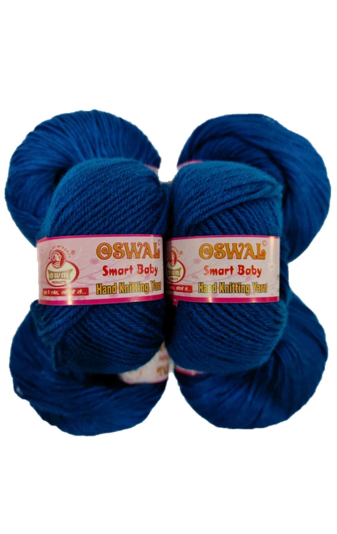 NTGS Oswal Smart Baby Wool Hand Knitting Soft Fingering Crochet Hook Colour 6pcs (150gms) 25gm Each Ball Shade no.38 Dark Blue