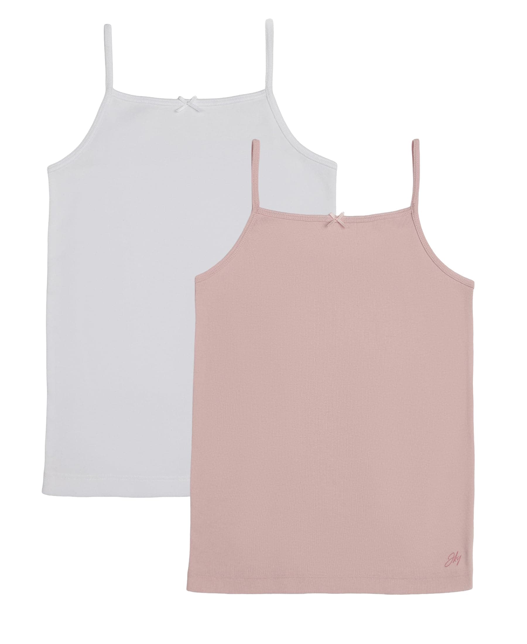 Jockey SG04 Girls Super Combed Cotton Rib Fabric Camisole with Regular Straps_White & Potpourri (Pack of 2)_3-4 Yrs