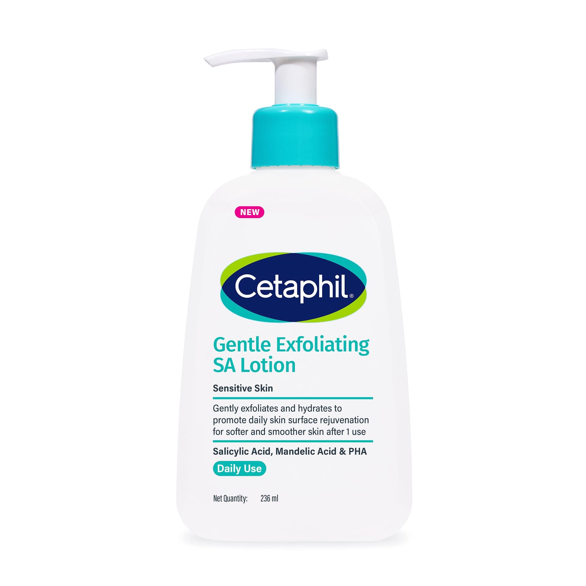 Cetaphil Gentle Exfoliating SA Lotion 236ml | Daily Moisturizer with Salicylic Acid, Mandelic Acid & Gluconolactone | Hydrates, Smoothens & Renews Skin | Dermatologist Recommended Brand