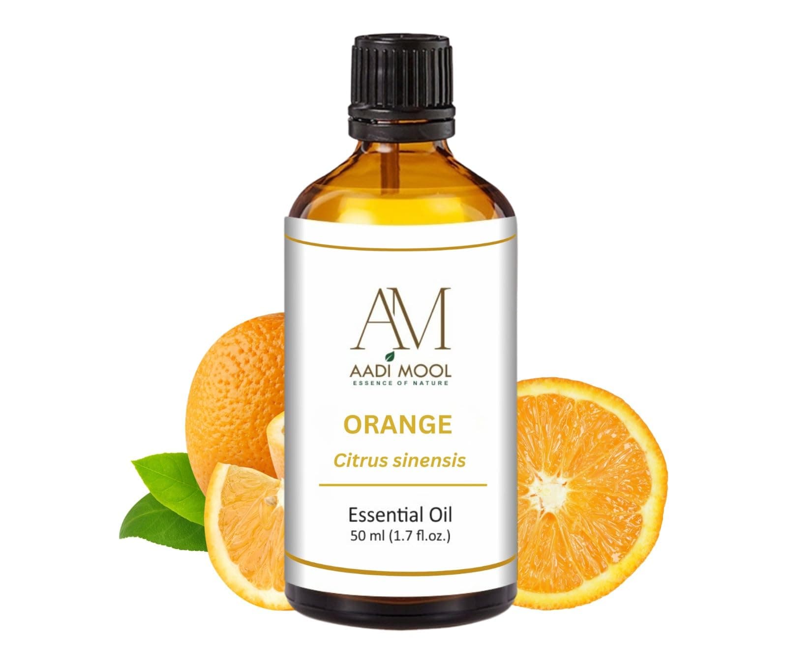 Aadi Mool Orange Essential Oil | 100% Pure & Natural, Undiluted | Orange Oil for Aromatherapy, Diffuser, Skin & Hair Care, Massage, Bath, Soap & Candle Making, DIY Beauty | 50ml
