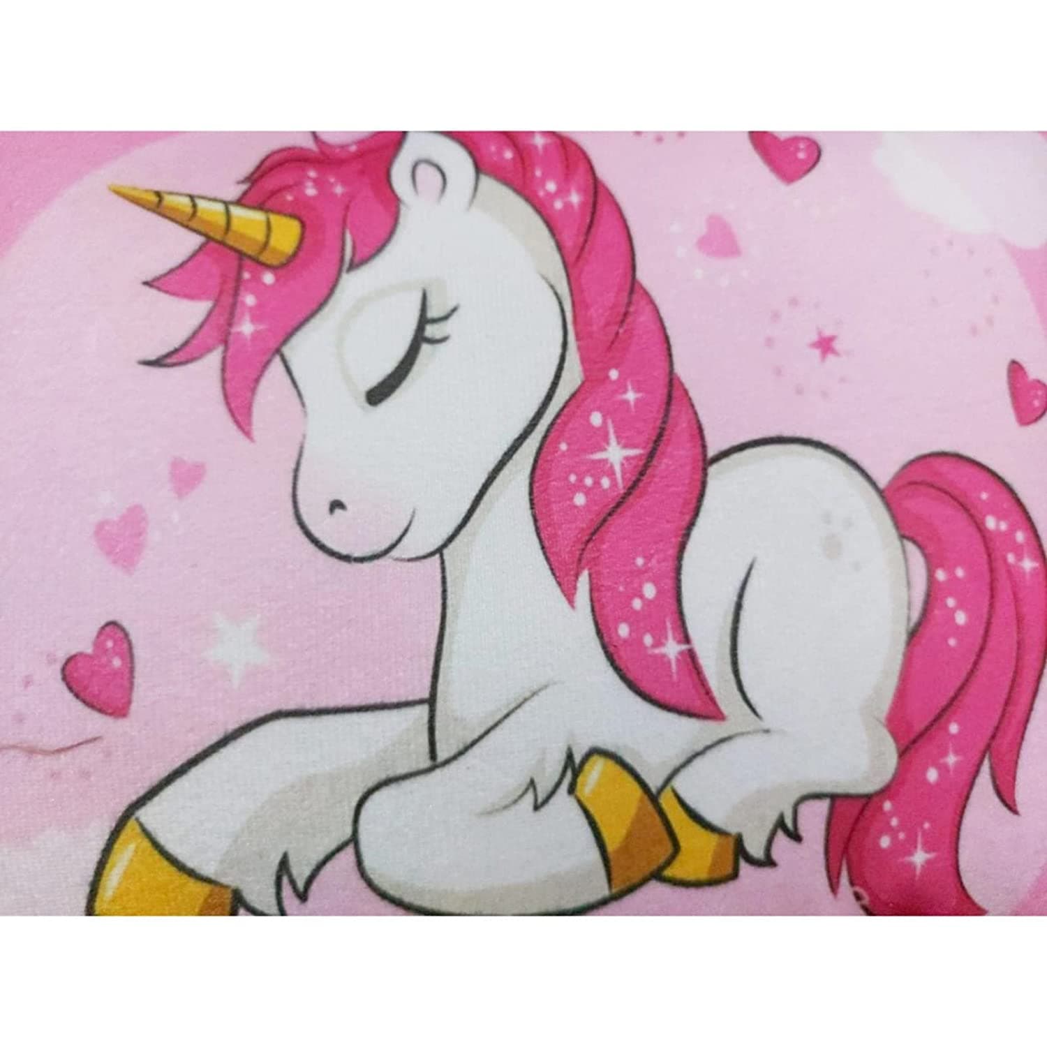 NISHOMES Velvet Unicorn Design Printed Kids Cartoon Pillow Fiber Filled Size 12x18 Inches (Pink)
