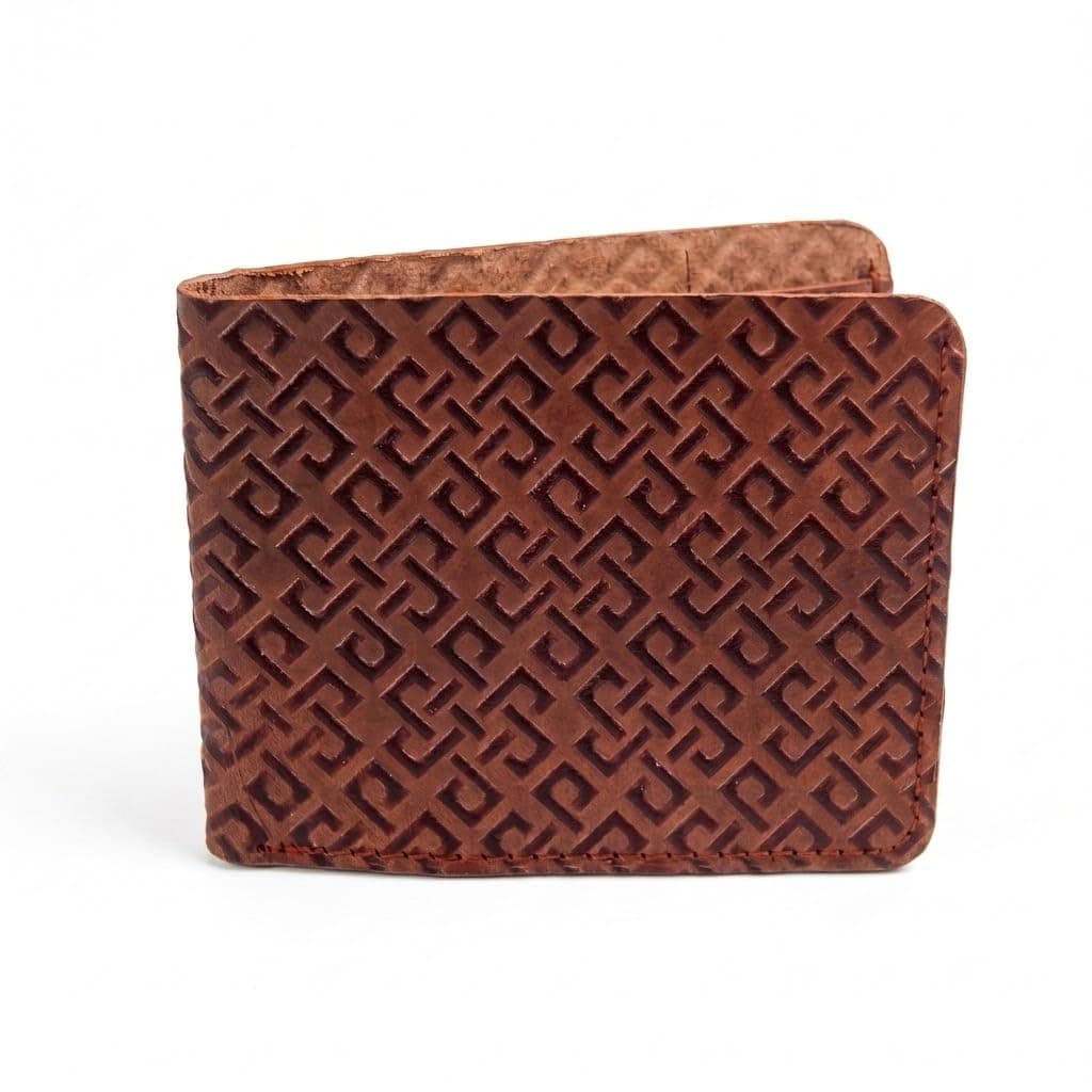 all my craft Ultra Slim Veg Tanned Leather Wallet for Men | Buddha Eternity Knot Design | Handmade Artisan Wallet | Minimalist Bifold Wallet – Gift for Him