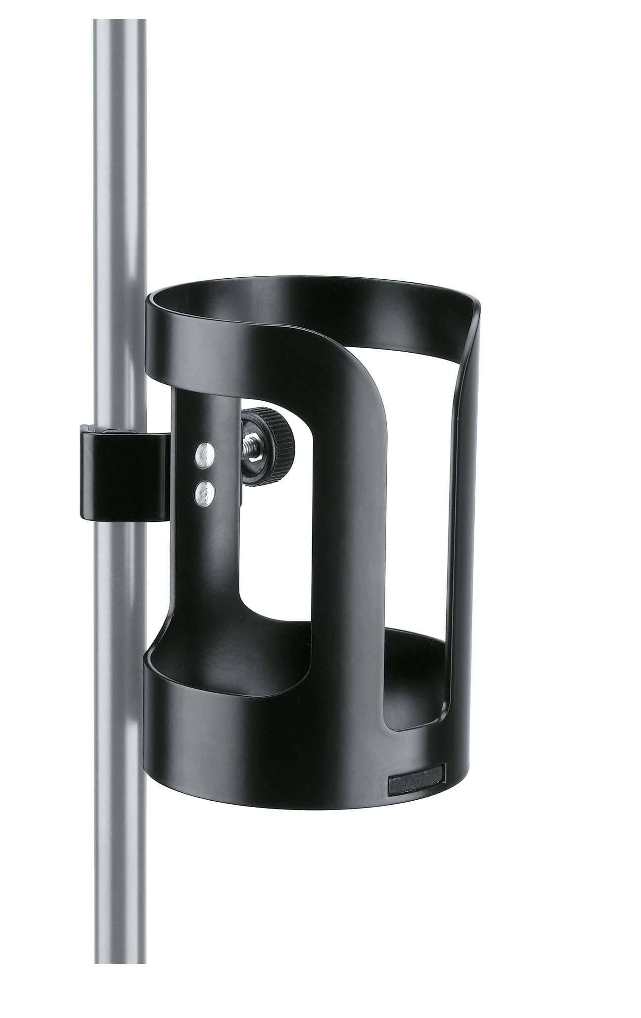 K&M KÃƒ¶nig & Meyer 16022.000.55 Universal Drink Holder - Microphone Stand Tube Attachment - Holds Bottles, Cups, Glasses - Professional Grade Accessory- German Made - Black