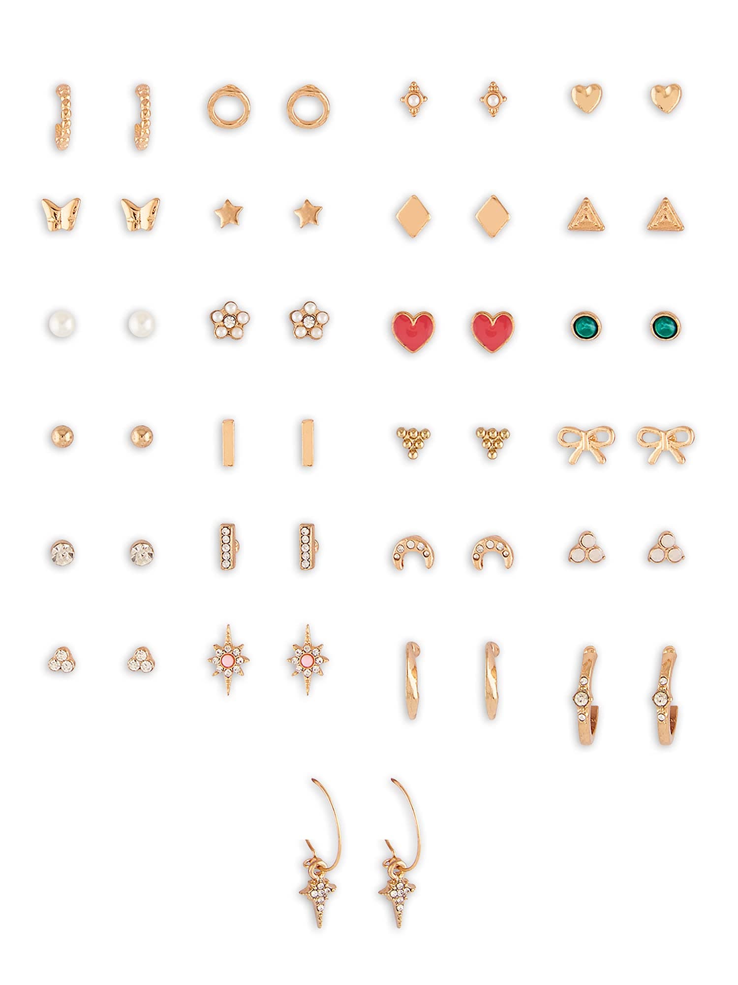 Zaveri Pearls Set of 25 Gold Tone Classy Contemporary Studs & Hoop Earrings For Women-ZPFK14668